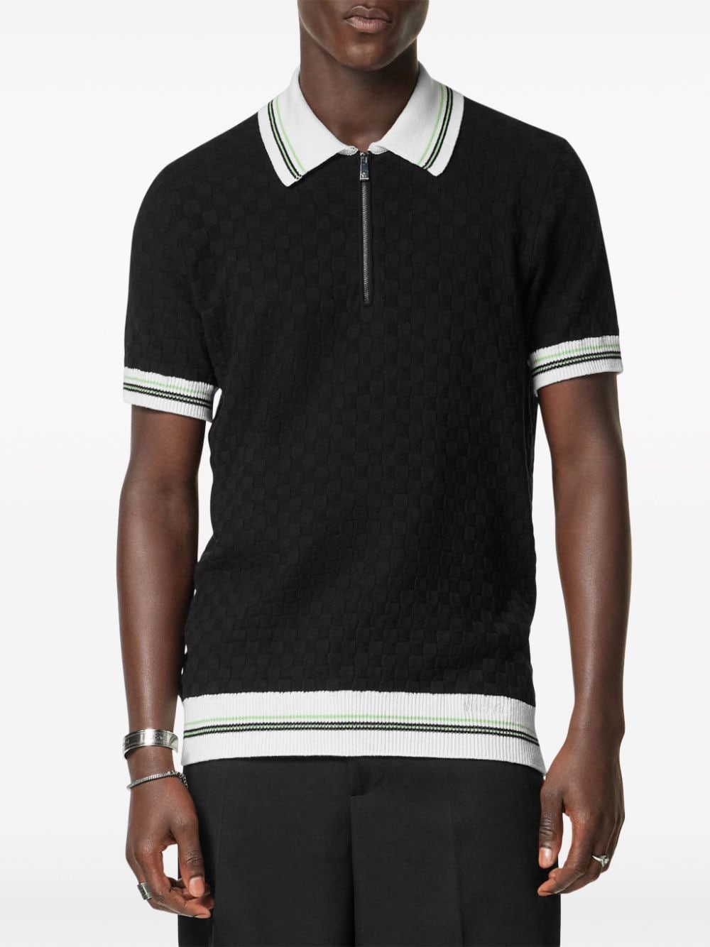 zip-front knit polo top - 3