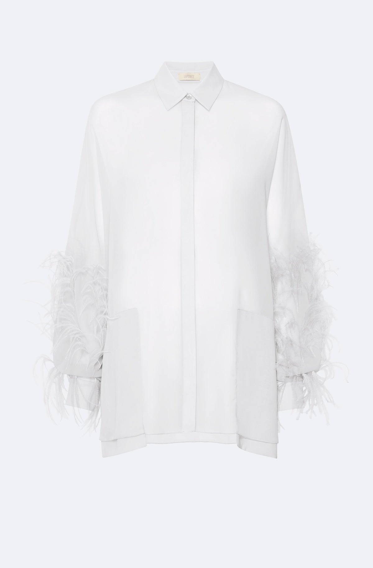 Georgette Oversized Shirt With Feathers - 1