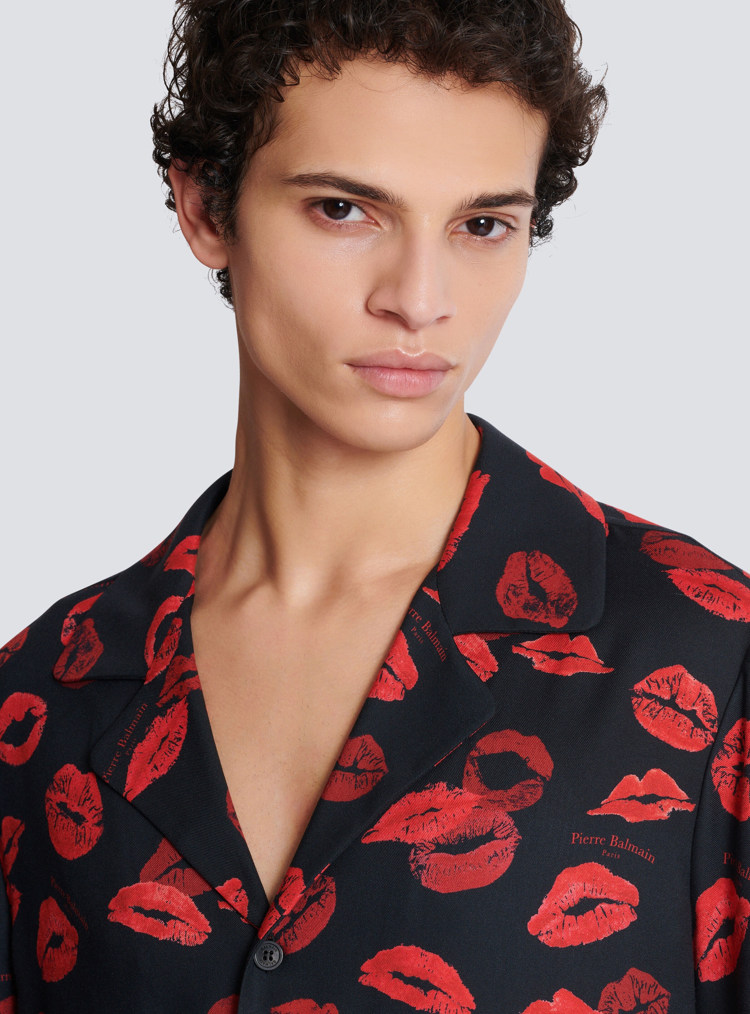 Twill pyjama shirt with Kiss print - 7