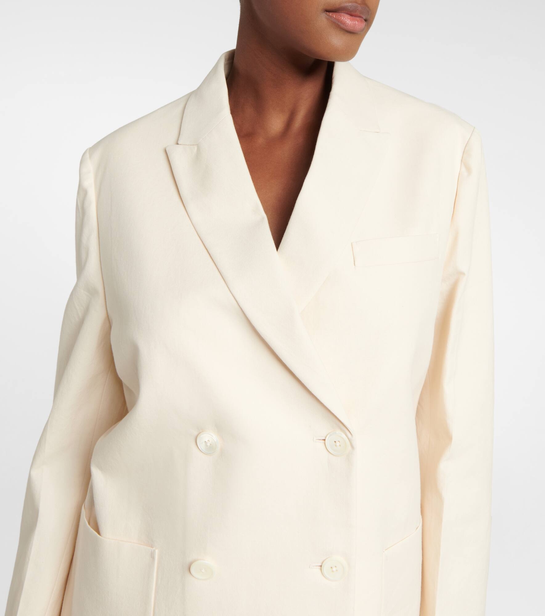 Double-breasted cotton blazer - 4