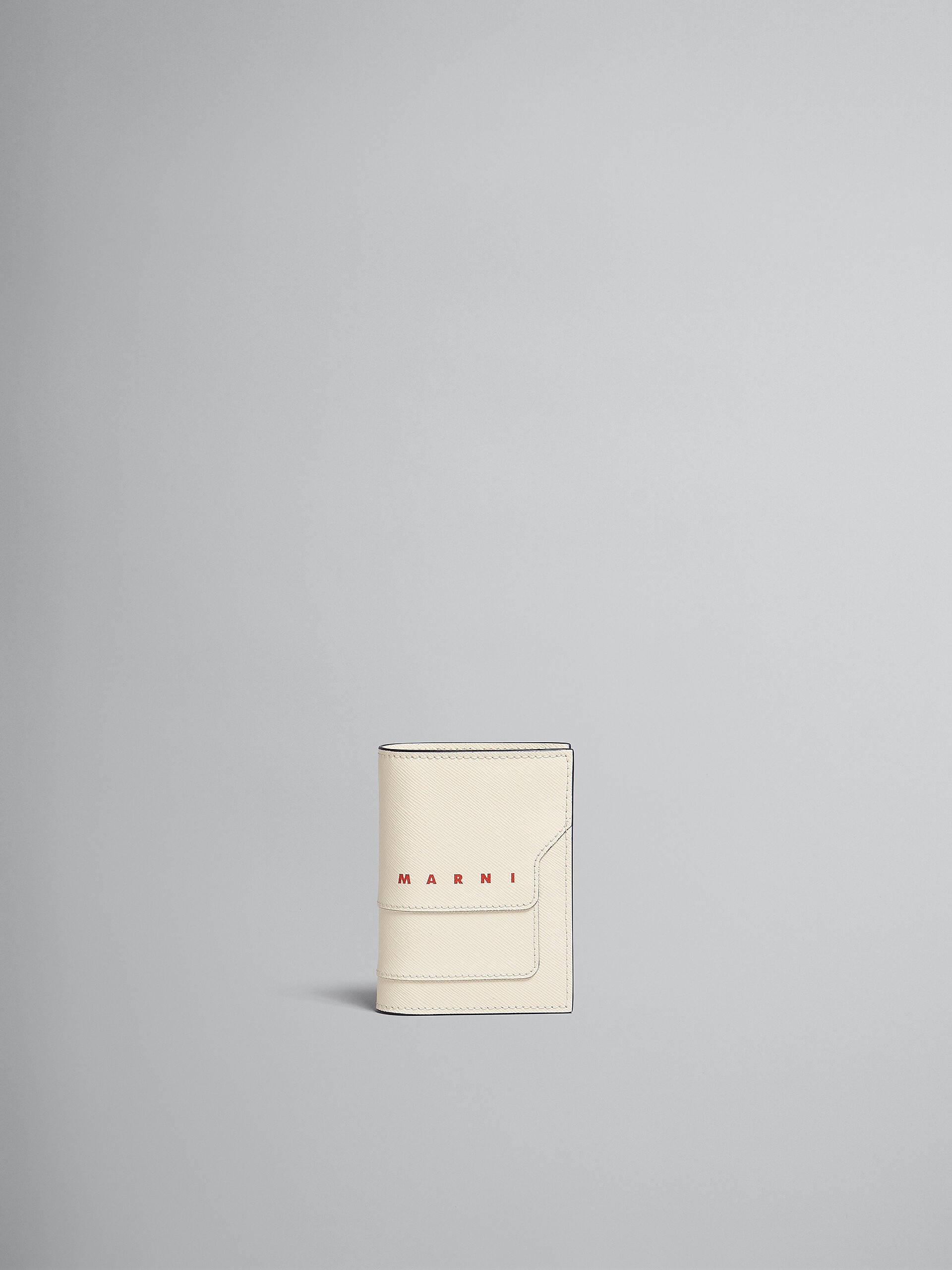 WHITE SAFFIANO LEATHER BI-FOLD WALLET - 1