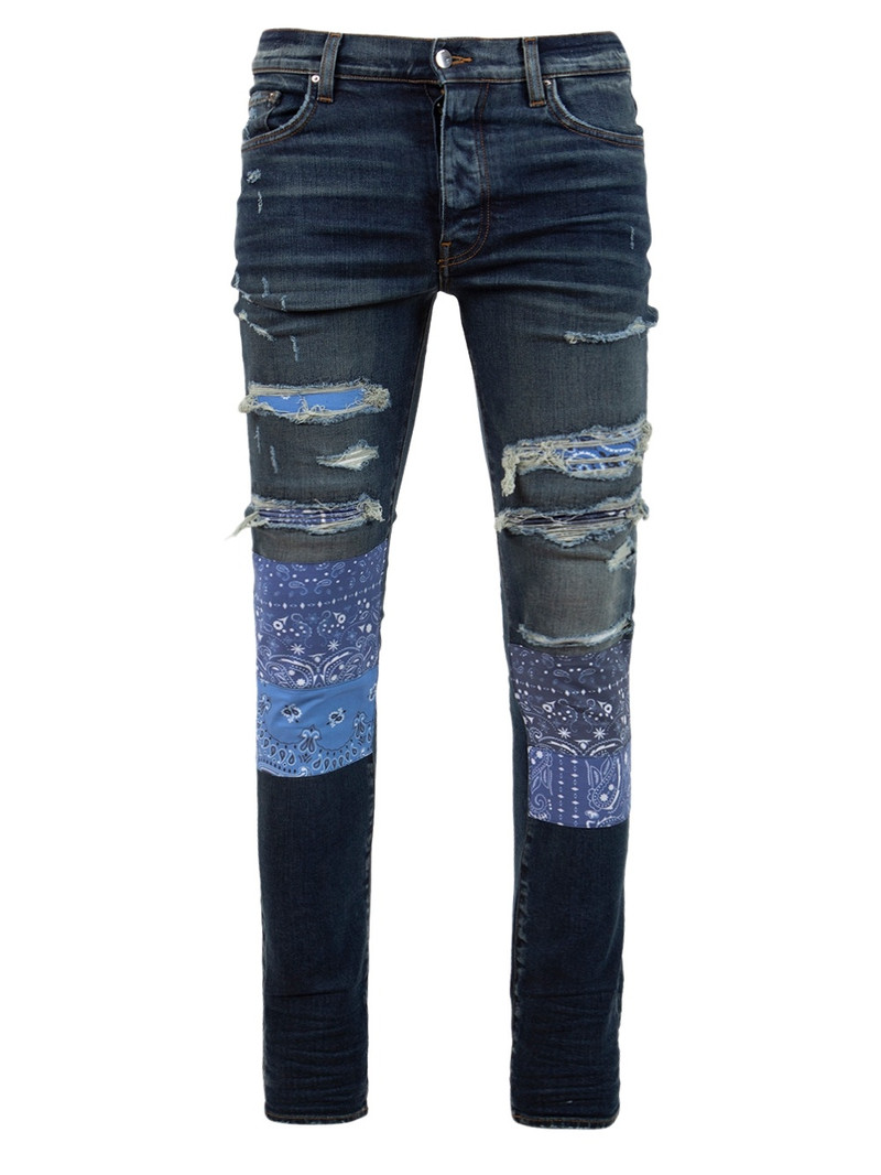Distressed Vintage Bandana Artpatch Jean Deep Blue - 1