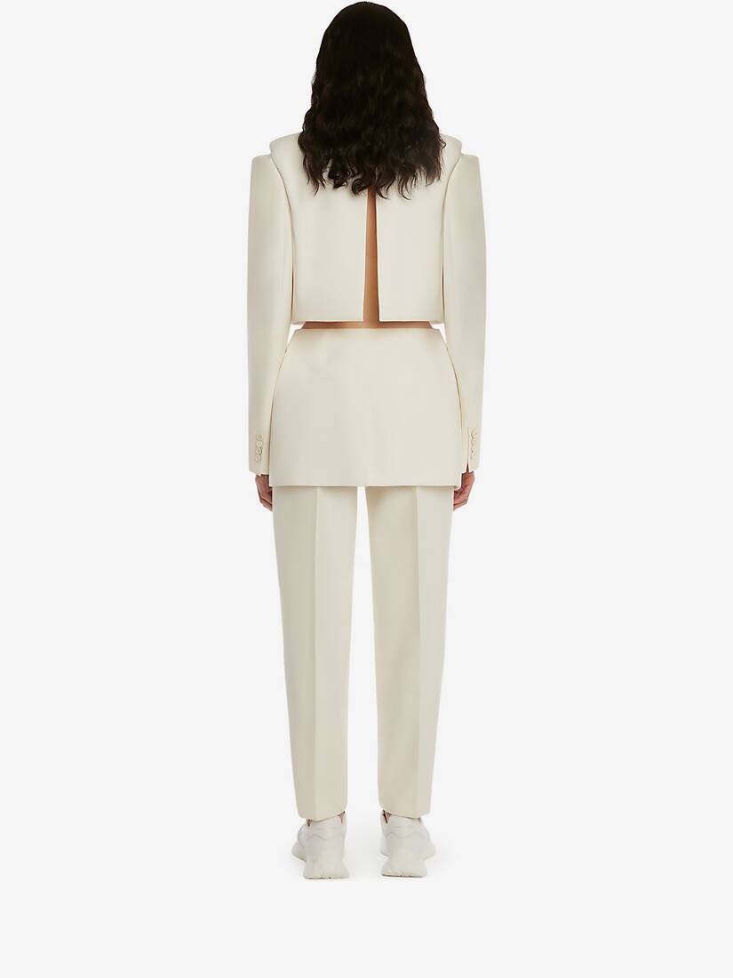 Slashed Wool Jacket in Ivory - 4