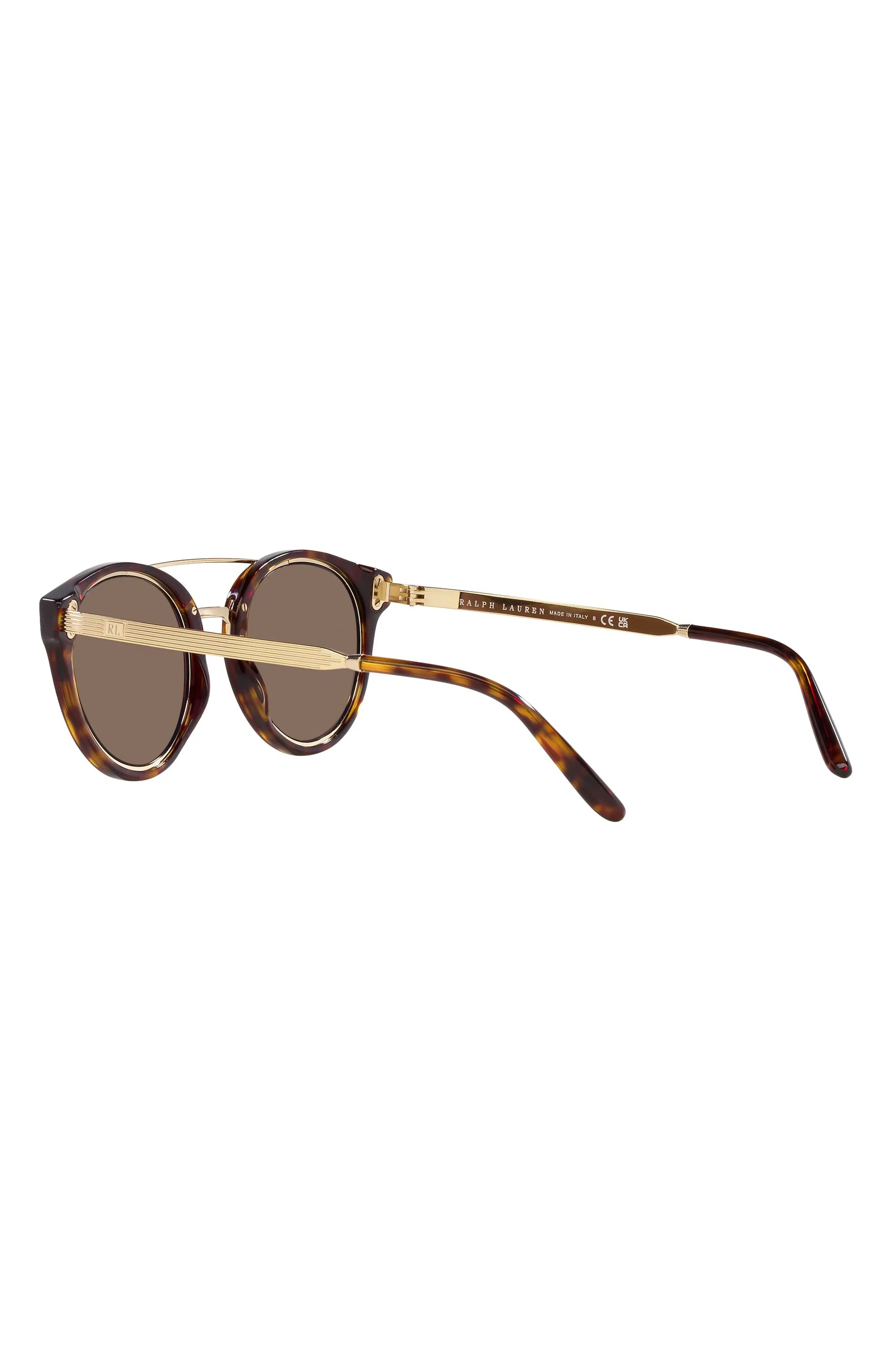 49mm Round Sunglasses in Dark Havana/Brown - 5