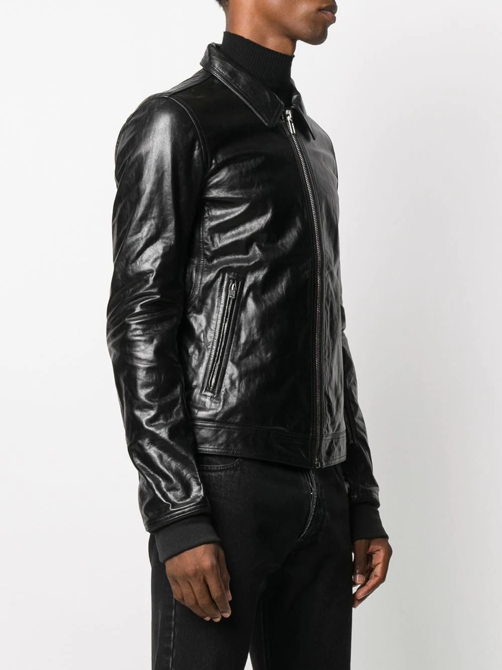 zipped biker jacket - 3