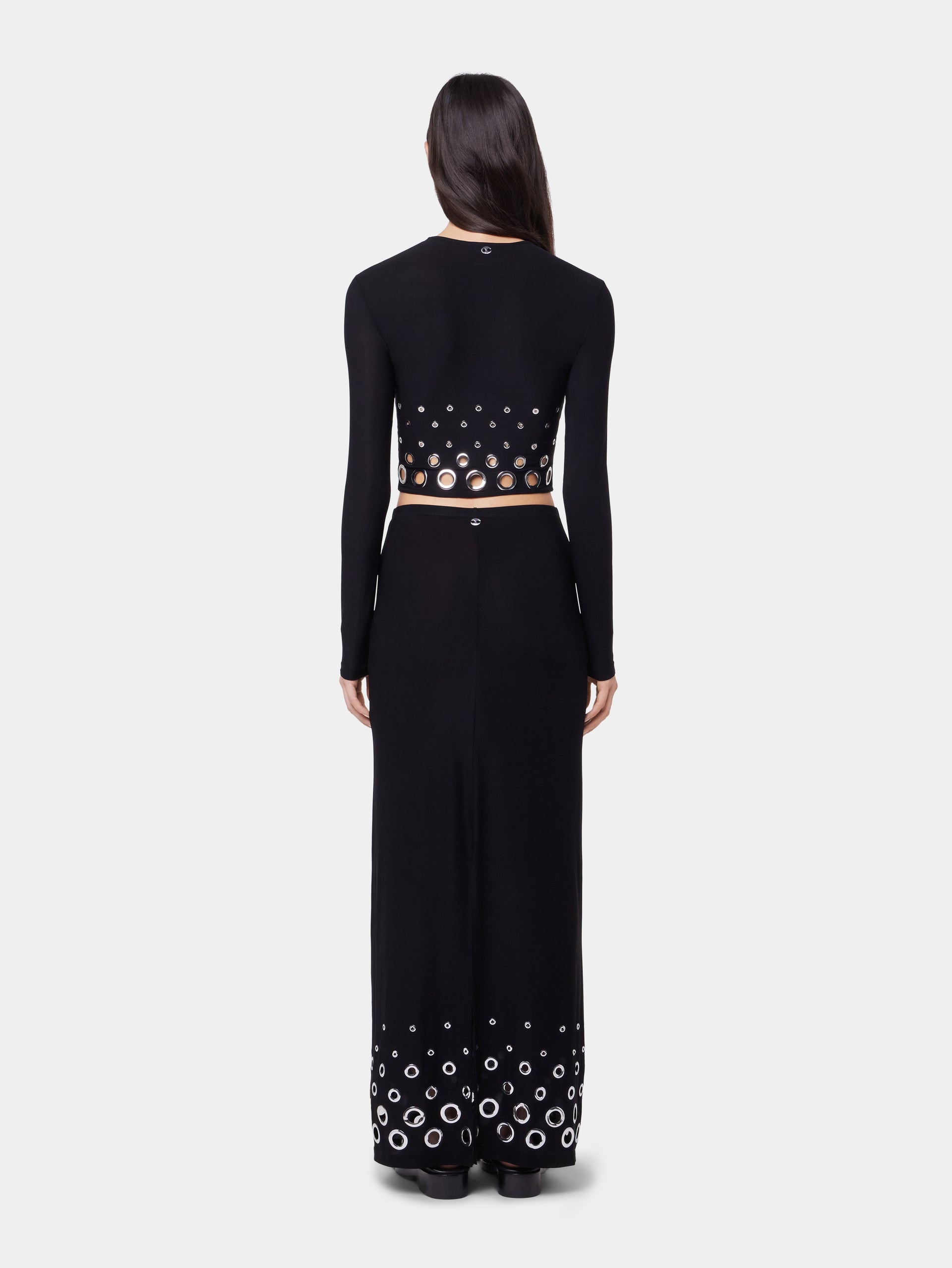 BLACK LONG SKIRT IN JERSEY SECOND-SKIN - 6