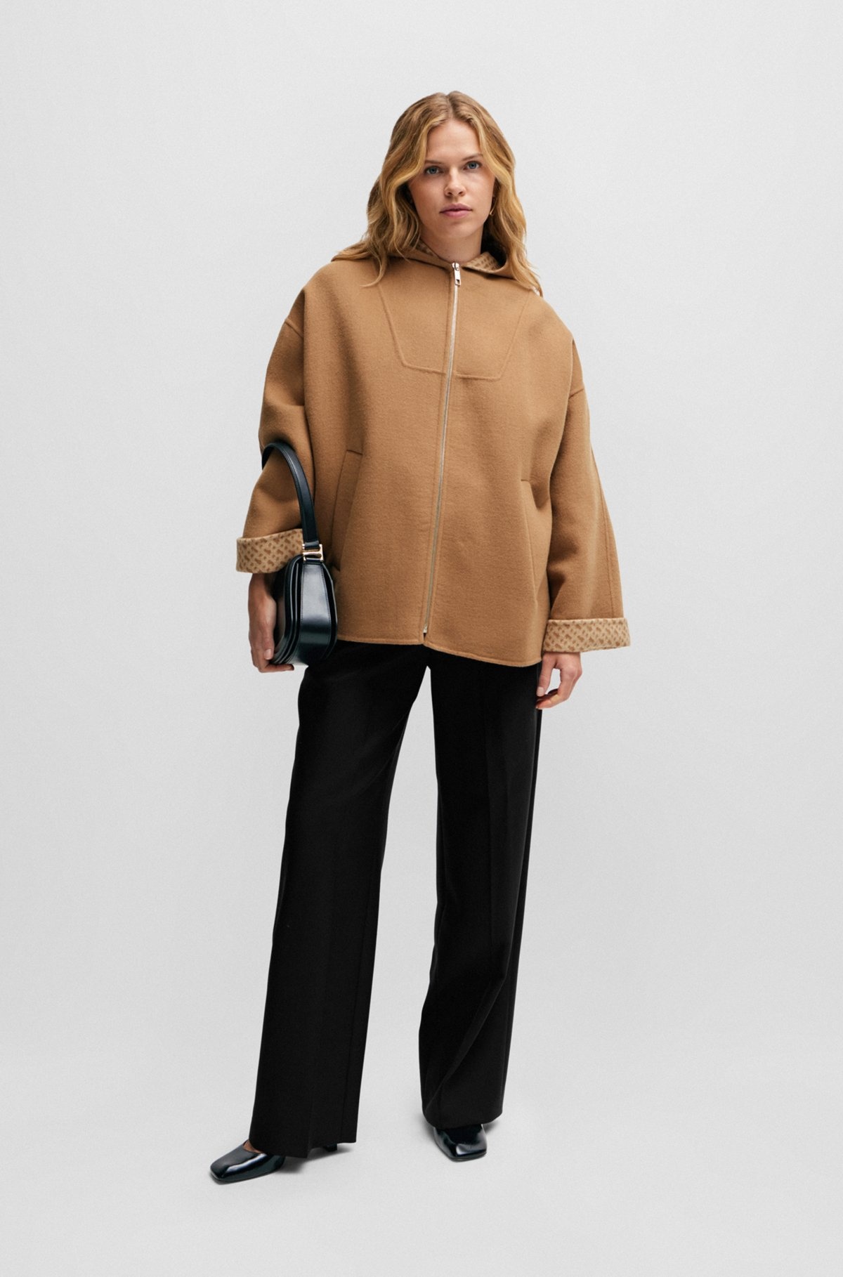 WOOL-BLEND COAT WITH MONOGRAM-JACQUARD INTERIOR - 3