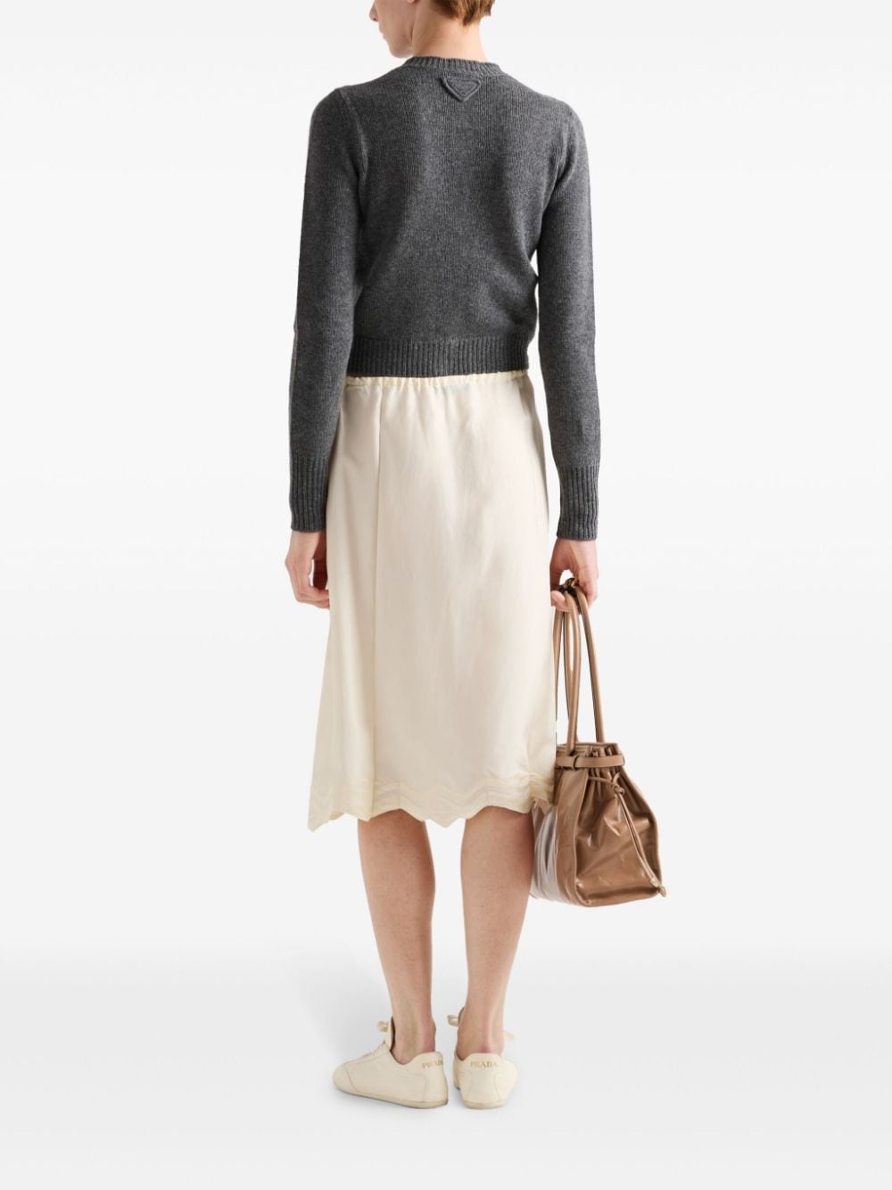 drawstring-waist silk midi skirt - 3