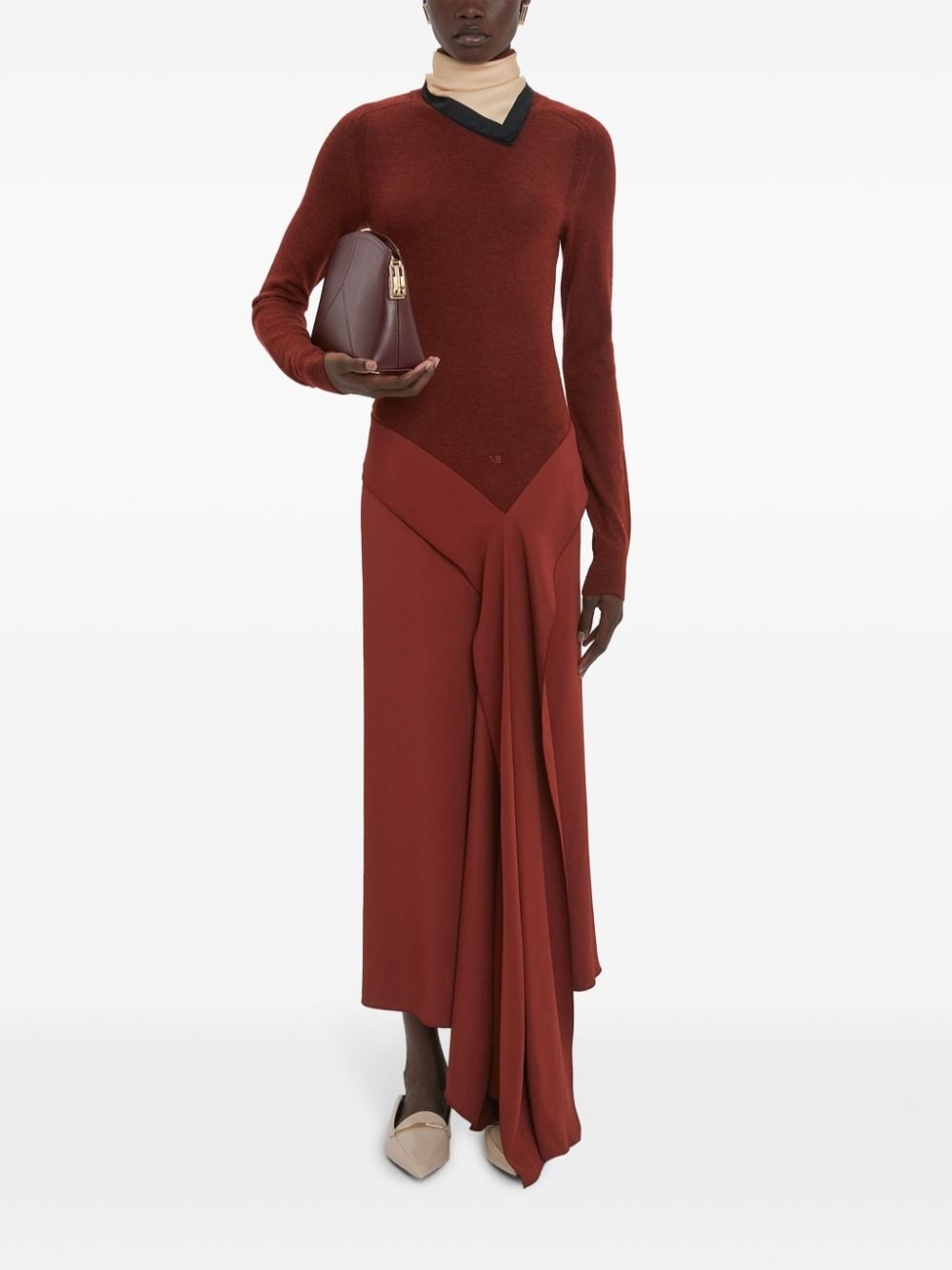 draped-detail high-neck maxi dress - 2