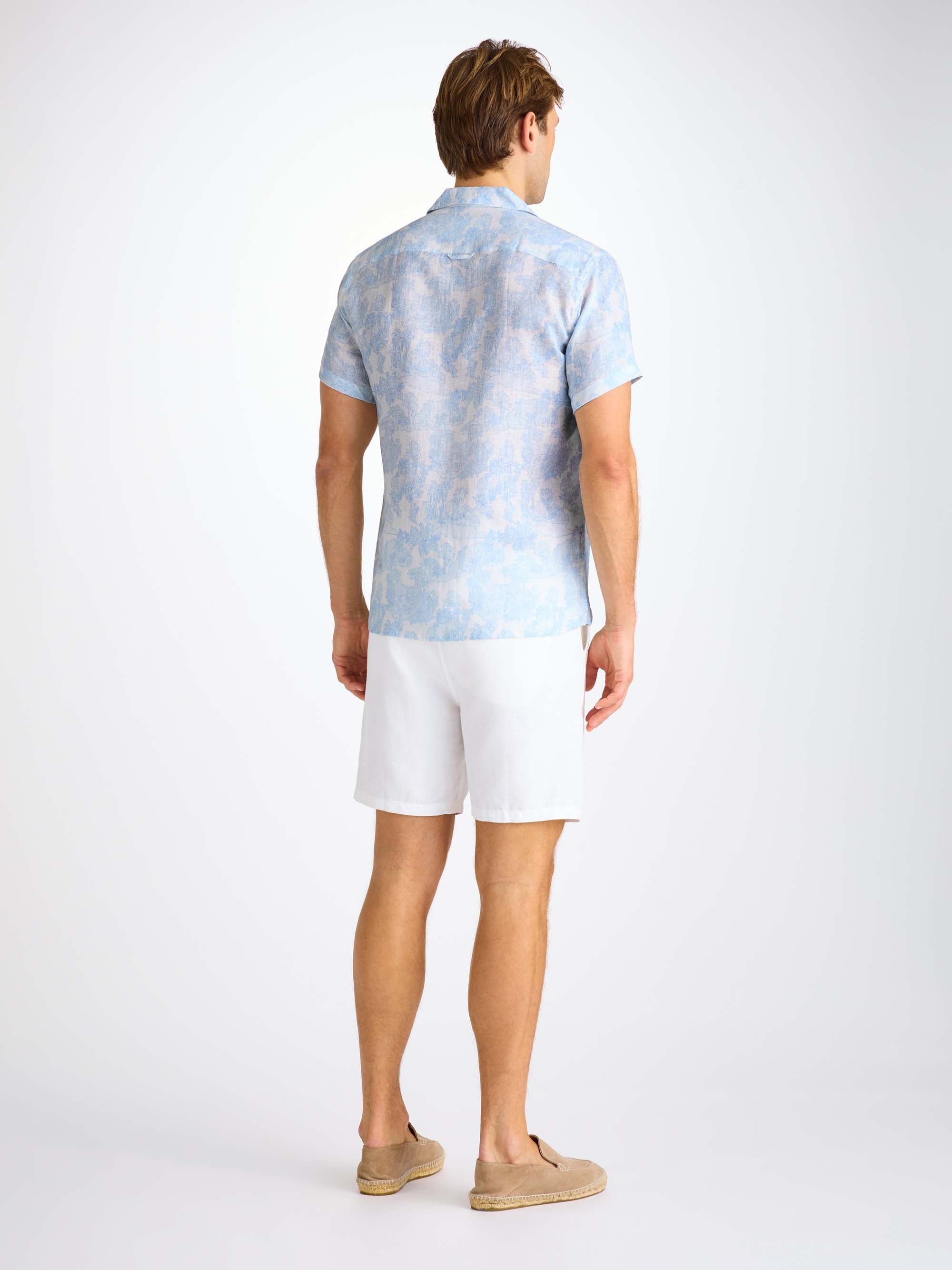 Men's Short Sleeve Shirt Milan 26 Linen White - 4