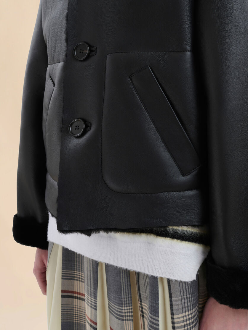 BLACK REVERSIBLE SHEARLING JACKET - 5