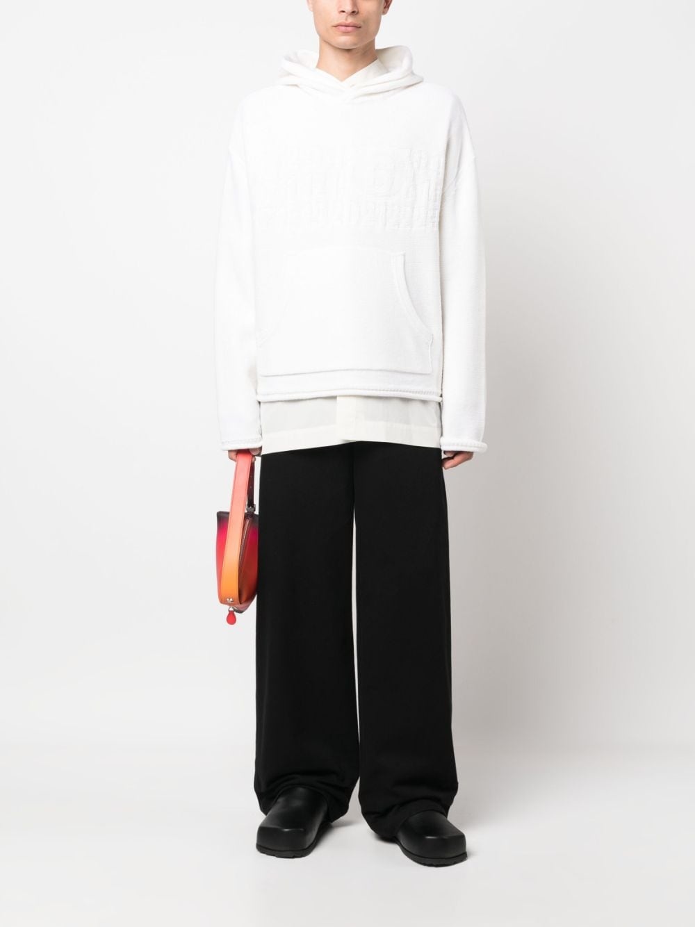 number-motif knitted hoodie - 2