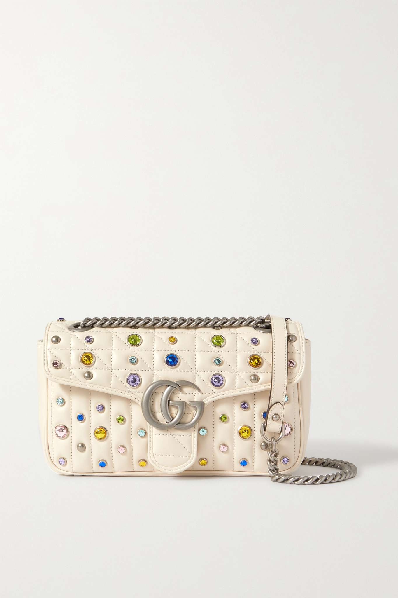 GG Marmont 2.0 small crystal-embellished quilted leather shoulder bag - 1