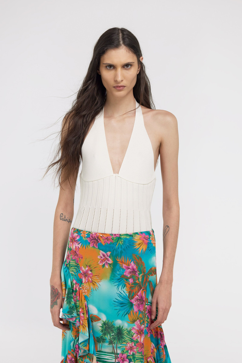 White Ribbed Halter Top 3