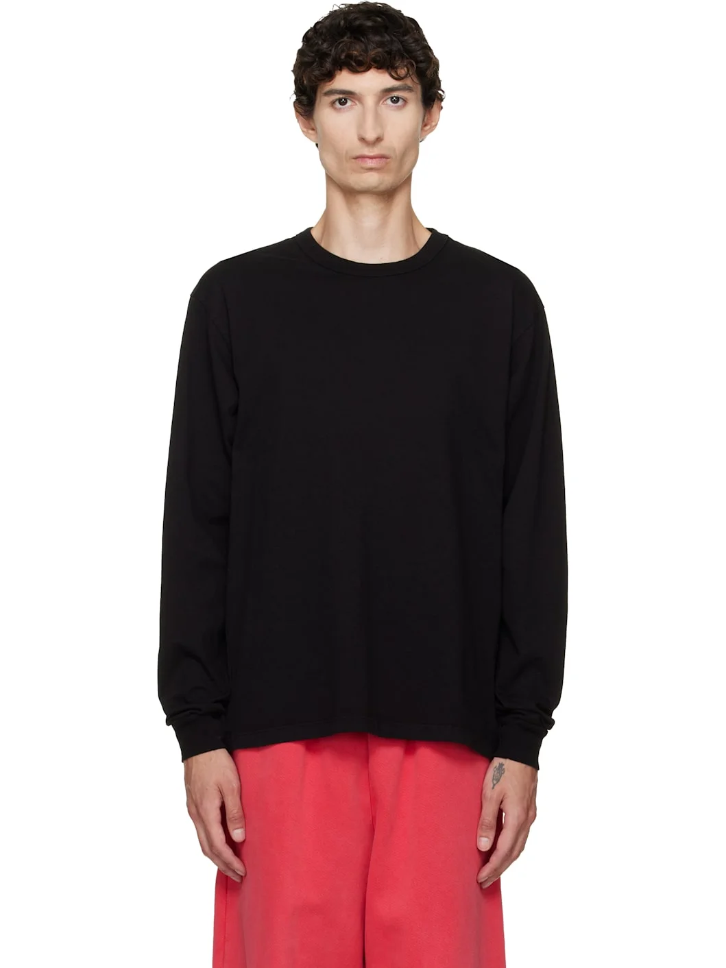 Black Heavyweight Binded Neck Classic Long Sleeve T-shirt - 1