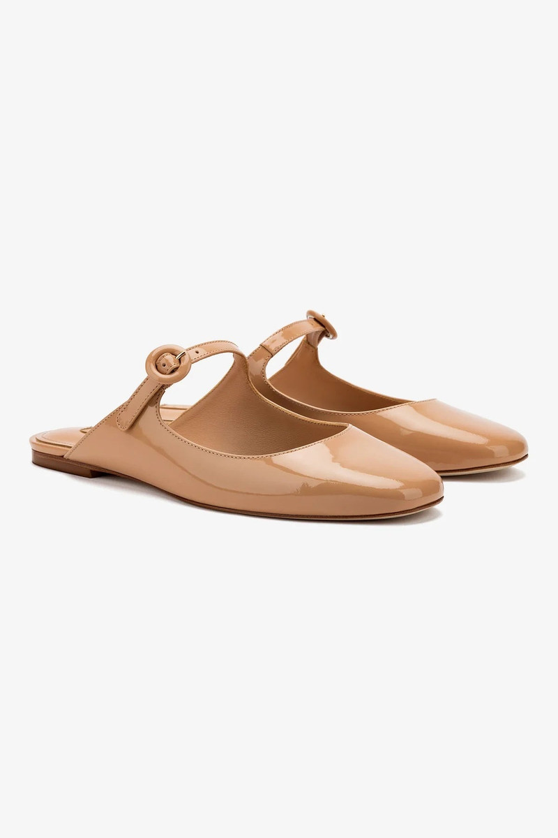 Blair Flat Mule In Tan Patent Leather 3