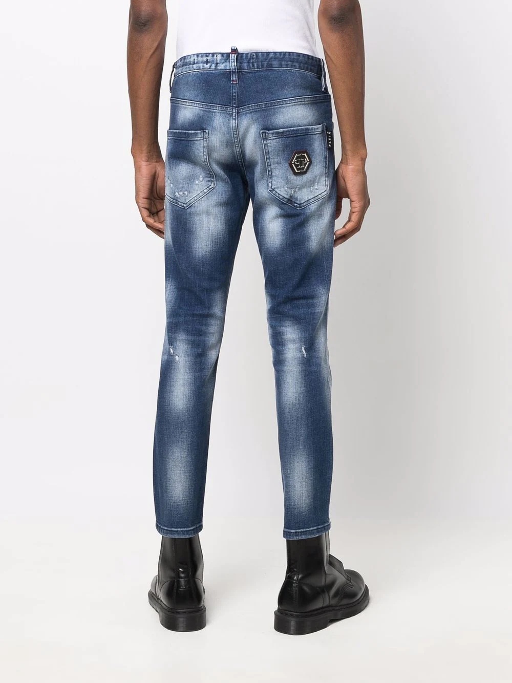 skinny-cut washed jeans - 4