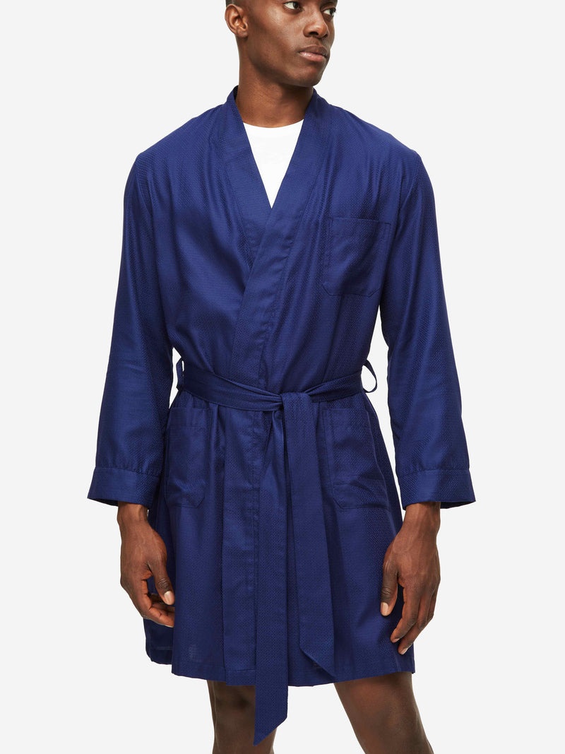 Men's Lounge Gown Lombard 6 Cotton Jacquard Navy - 2