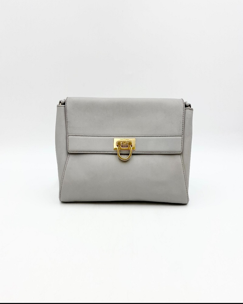 Ferragamo Grey Gancini Crossbody Bag - 1