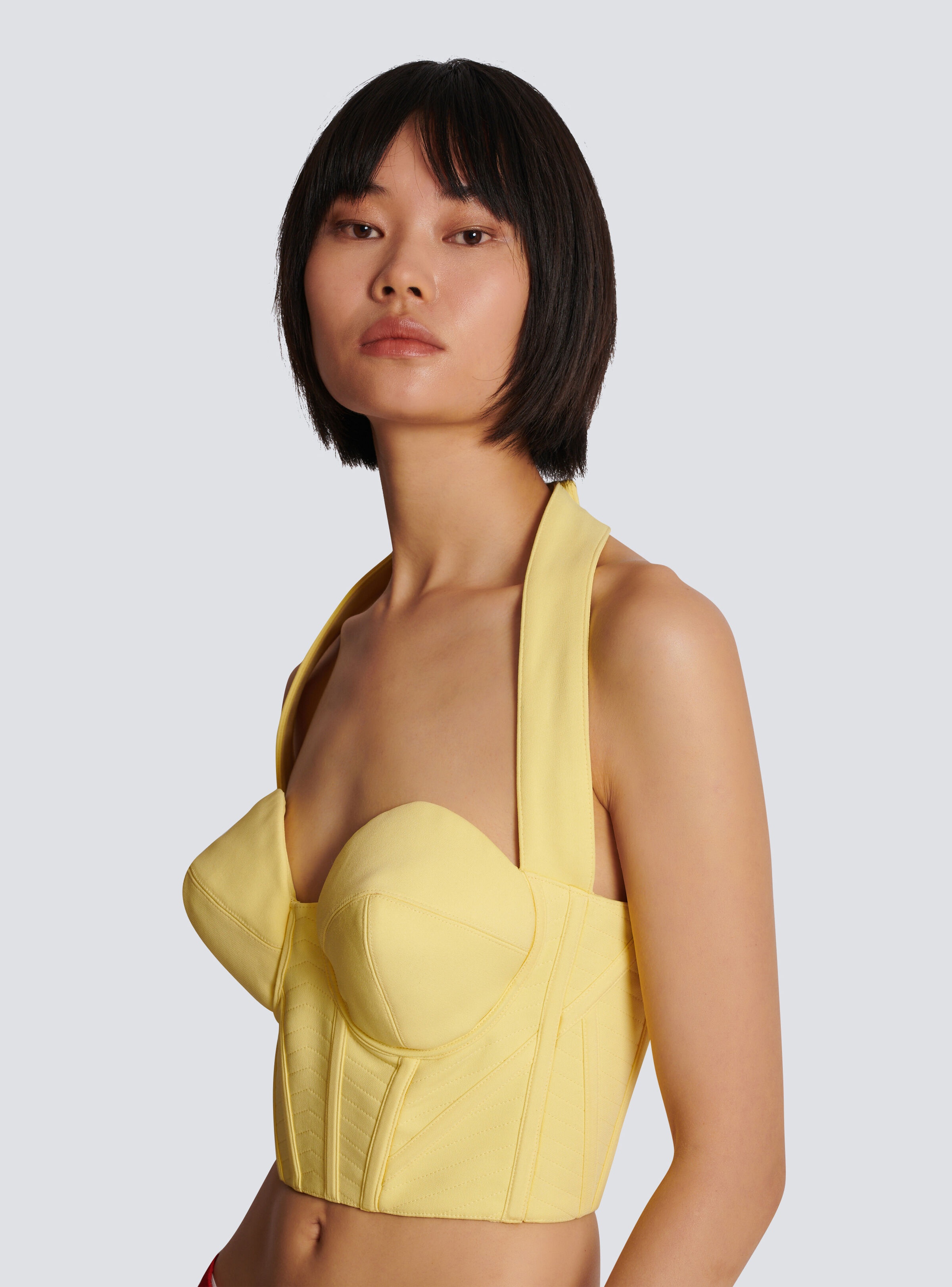 Crepe halterneck crop top - 7