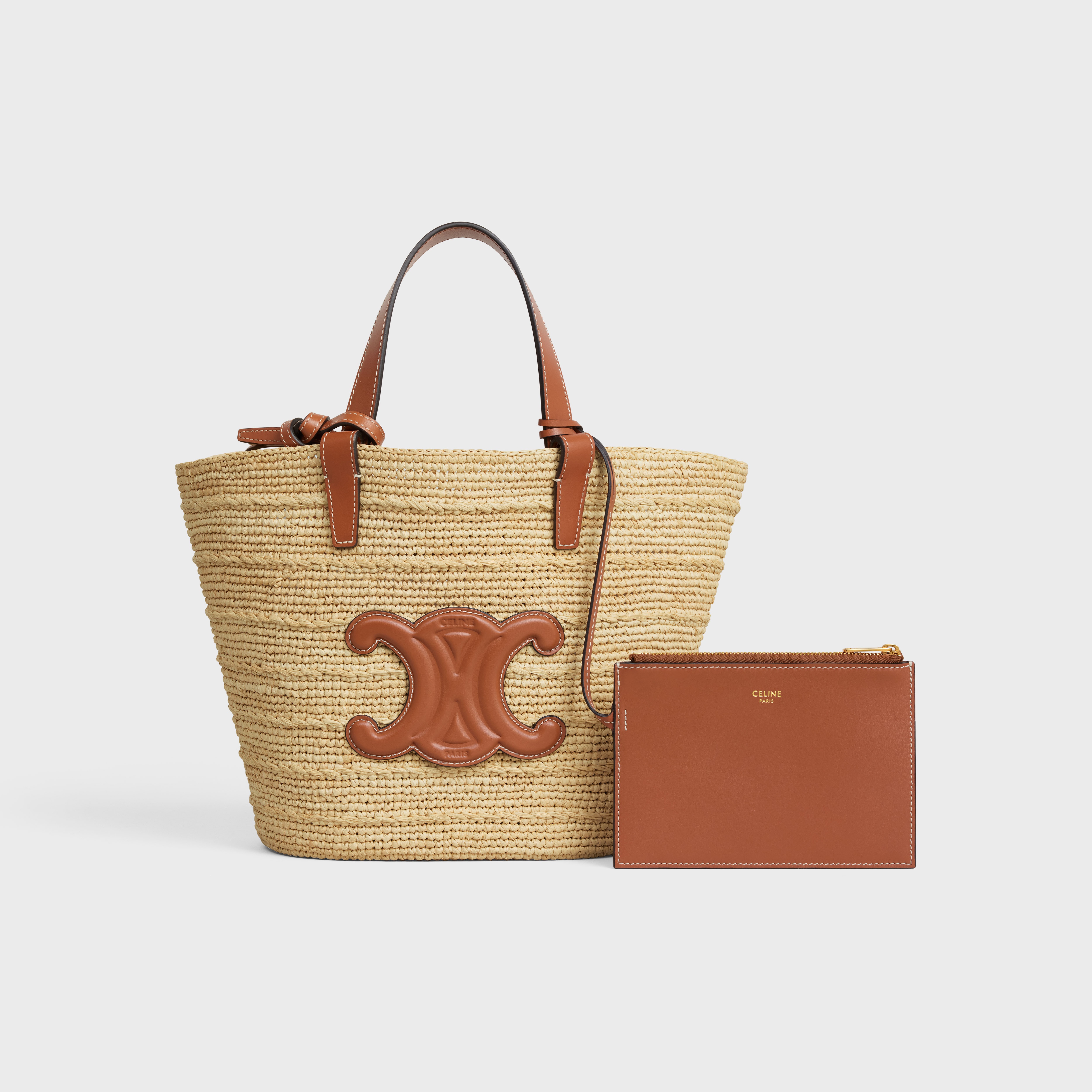 TEEN SUPPLE CELINE CLASSIC PANIER in Raffia and calfskin - 6