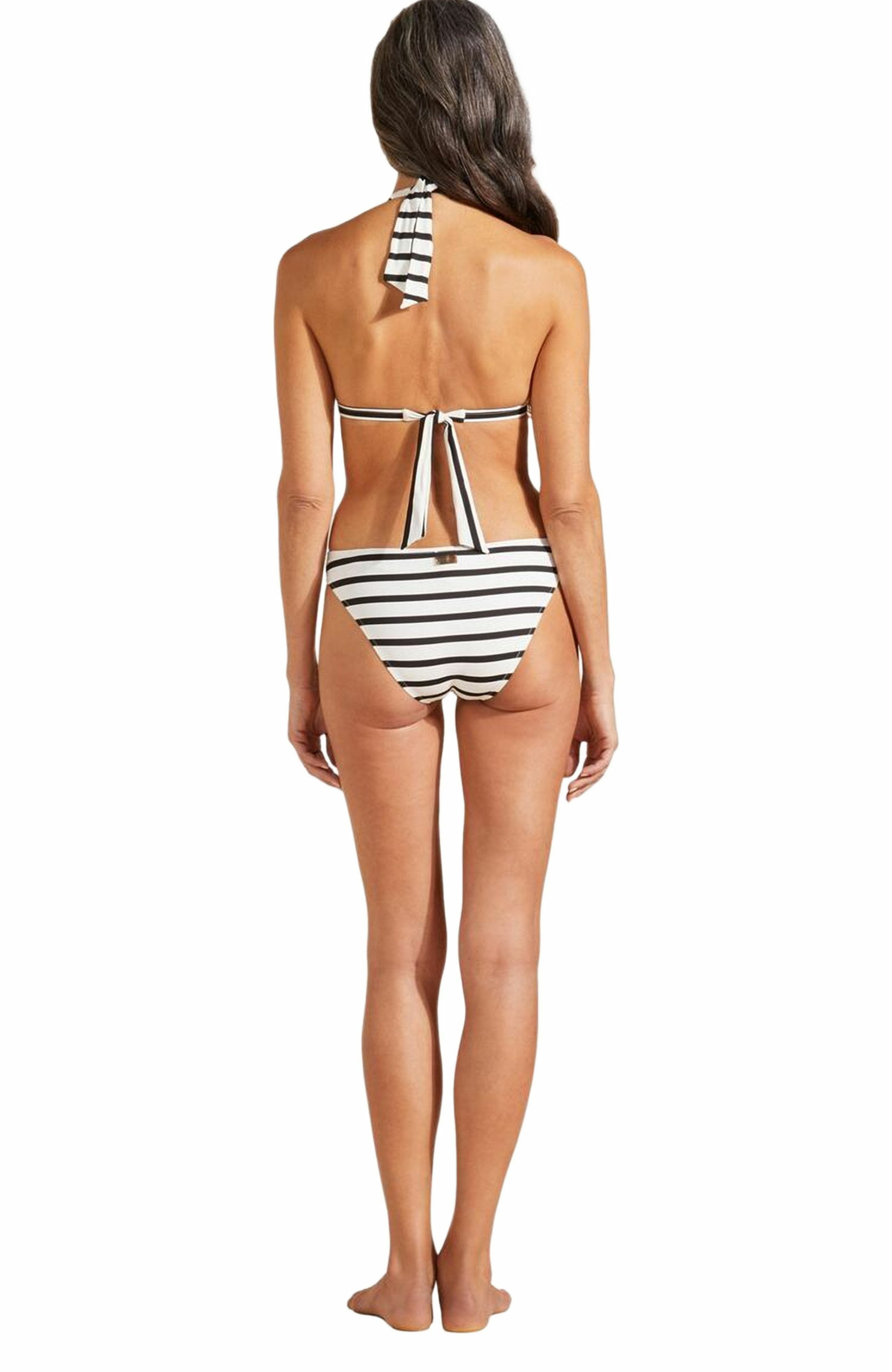 Vilebrequin Women's Rayures Halter Bikini Top in Noir Blanc at Nordstrom - 2