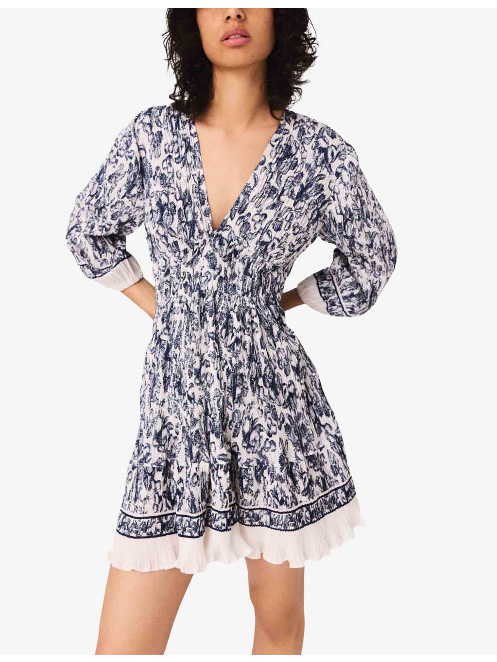 Fruit-Print Elasticated-Waist Pleated Woven Mini Dress - 3