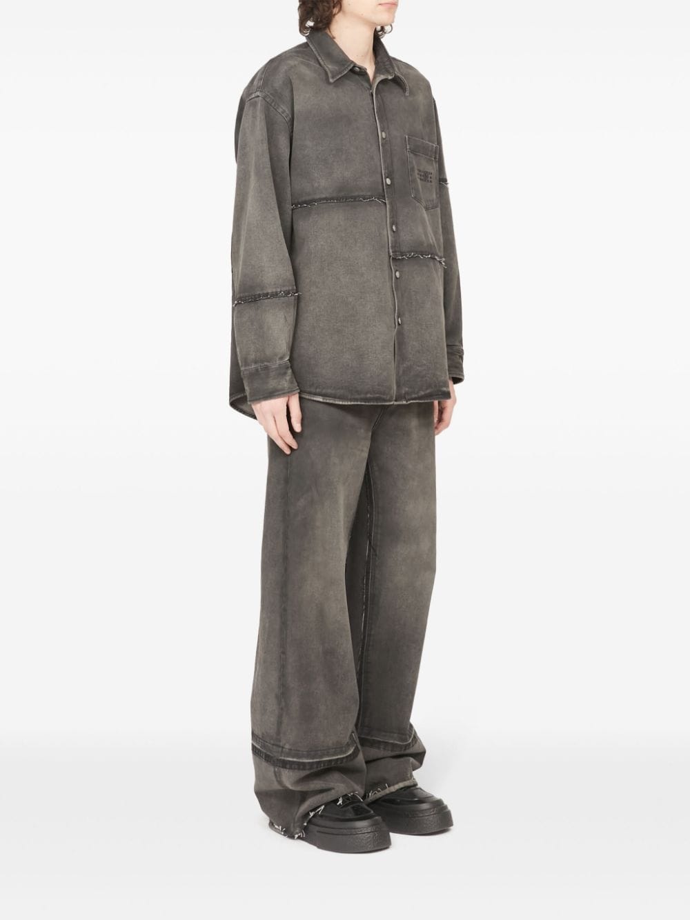 raw-cut detail cotton  shirt - 3