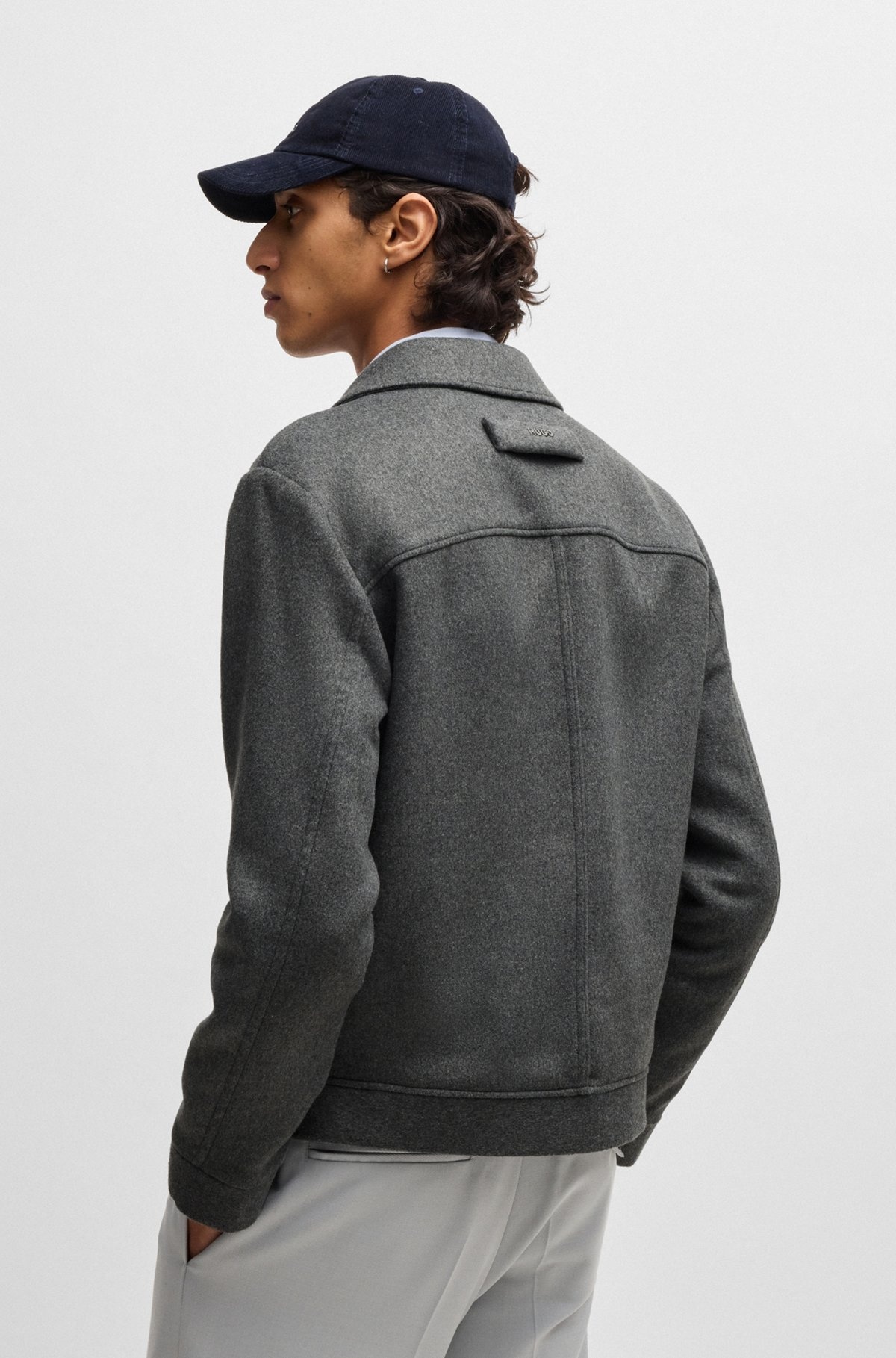 REGULAR-FIT JACKET WITH CONCEALED CLOSURE AND SHIRT COLLAR - 4