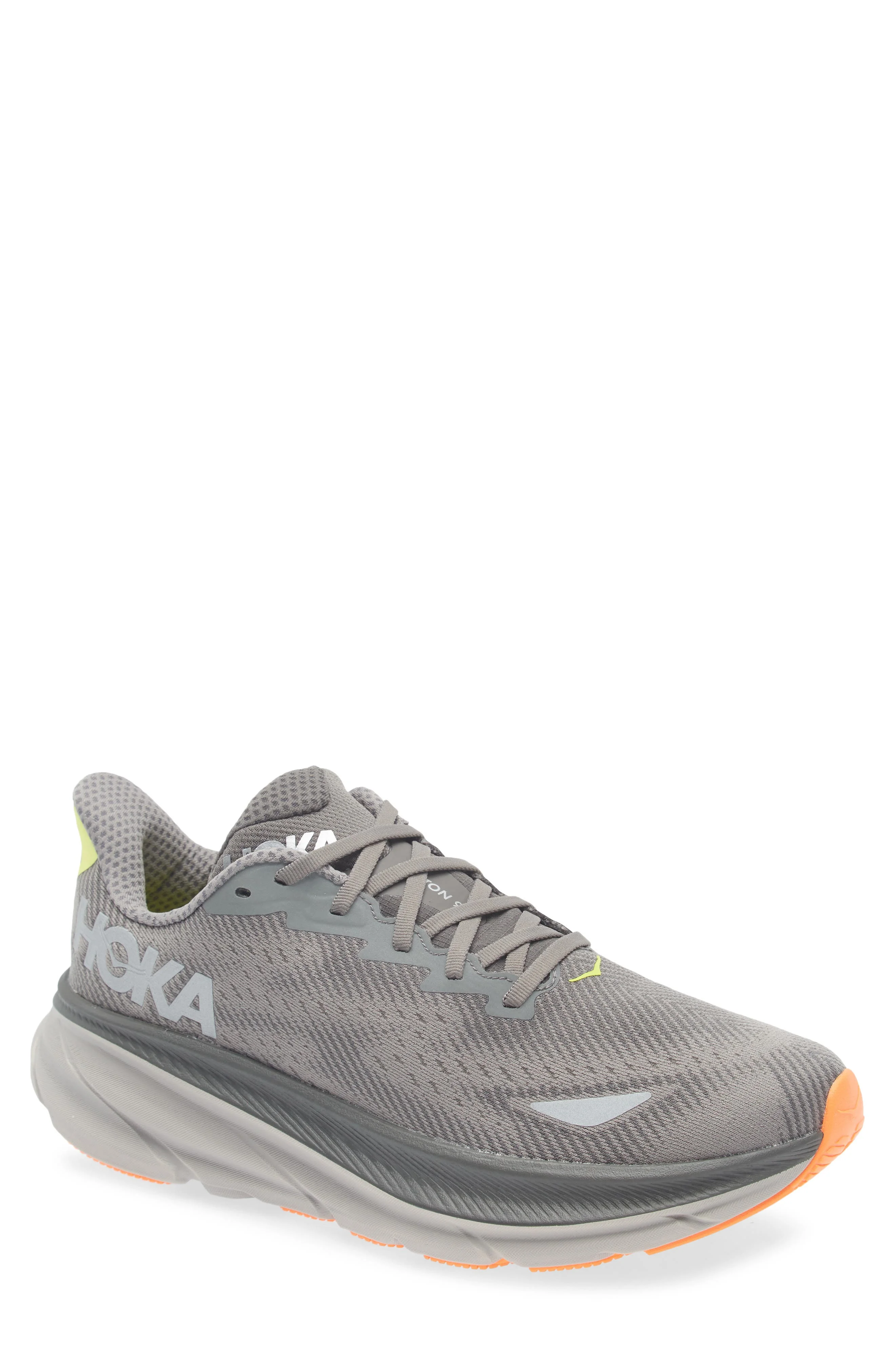 HOKA Clifton 9 Gore-Tex® Waterproof Running Shoe in Asphalt Grey /Gravel at Nordstrom - 1