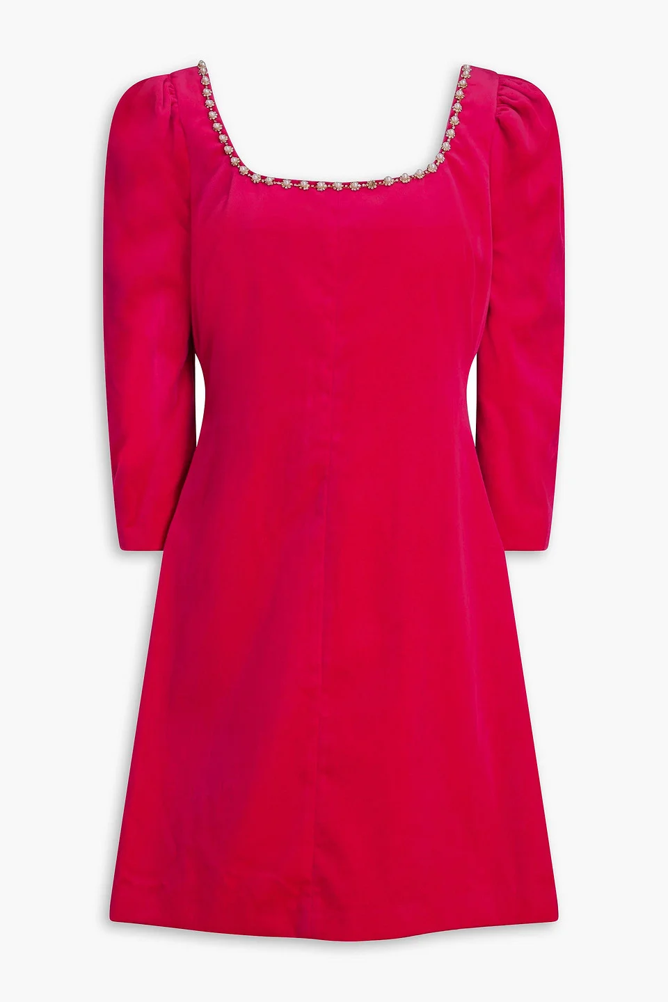 Belinda crystal-embellished cotton-blend velvet mini dress - 1