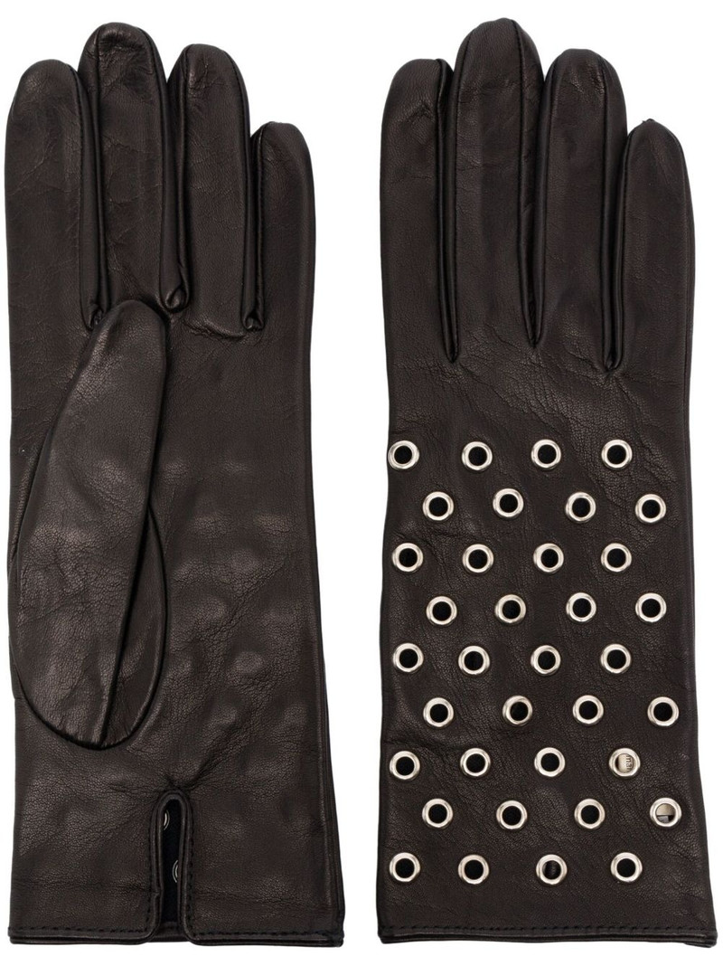 eyelet-detail leather gloves 1