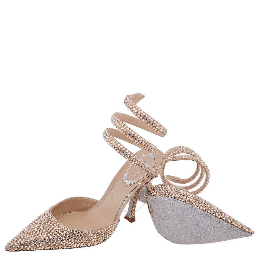 Rene Caovilla Cleo Gold Pump With Crystals - 2