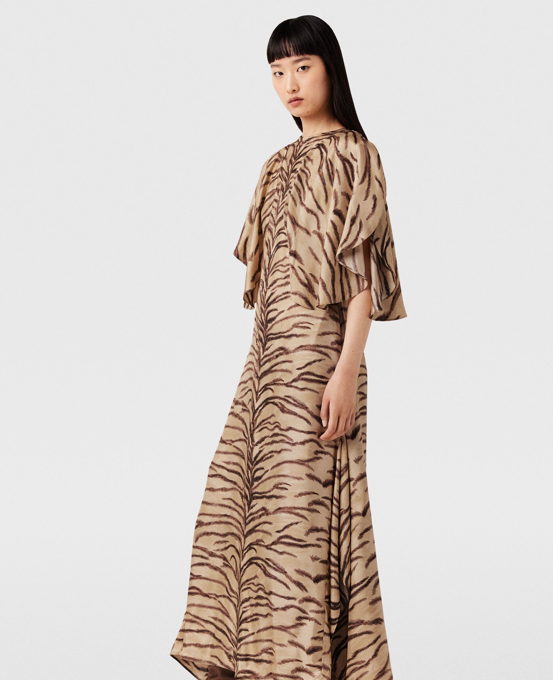 Tiger Print Puff Sleeve Maxi Dress - 3