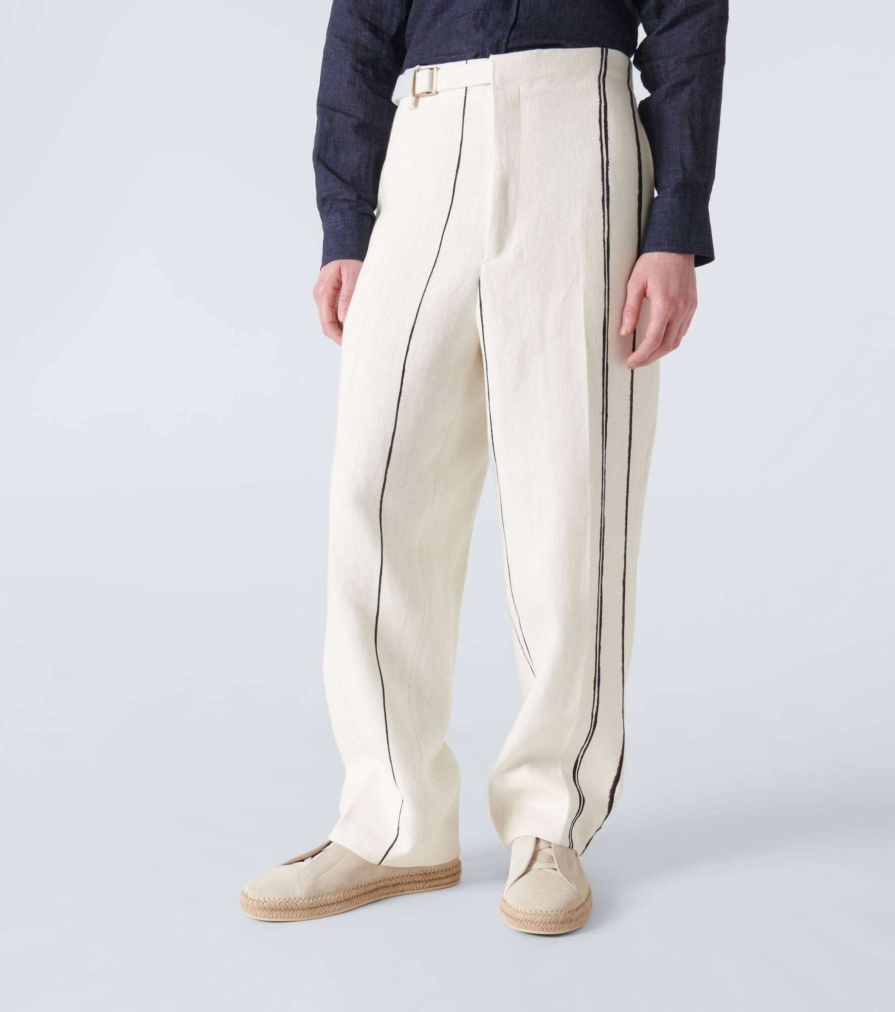 Oasi Lino striped linen straight pants - 3