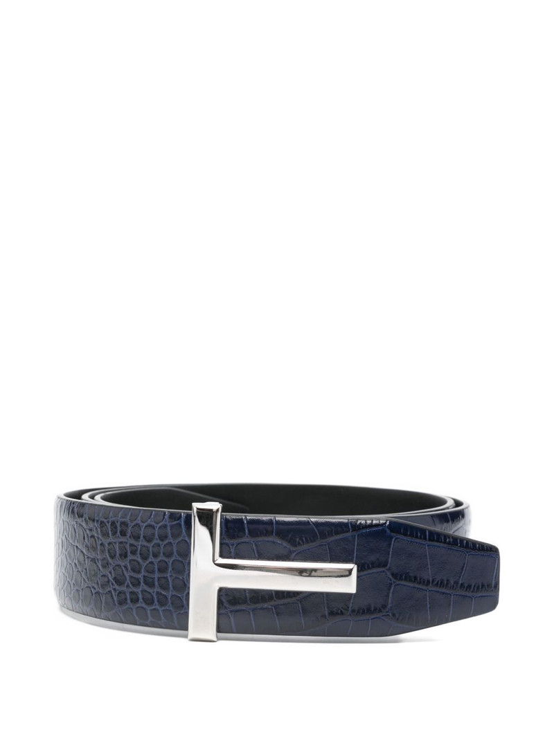 crocodile-effect leather belt 1