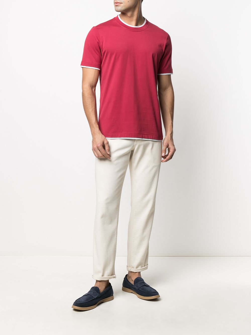 contrast-trim cotton T-shirt - 2