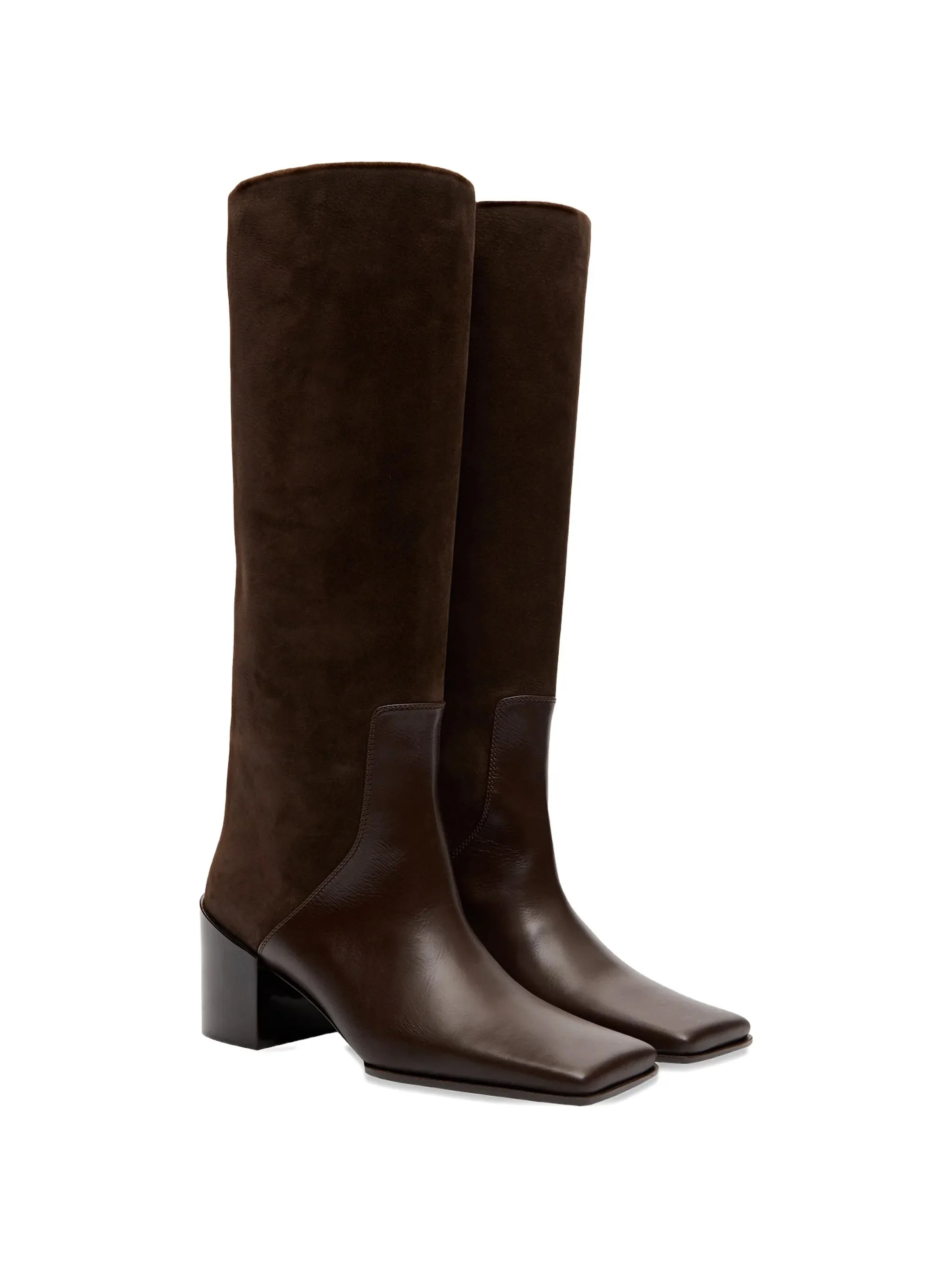 square-toe block-heel knee boots - 1