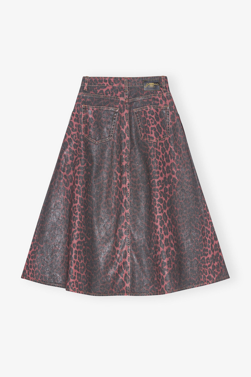 LEOPARD FOIL DENIM MIDI SKIRT 3