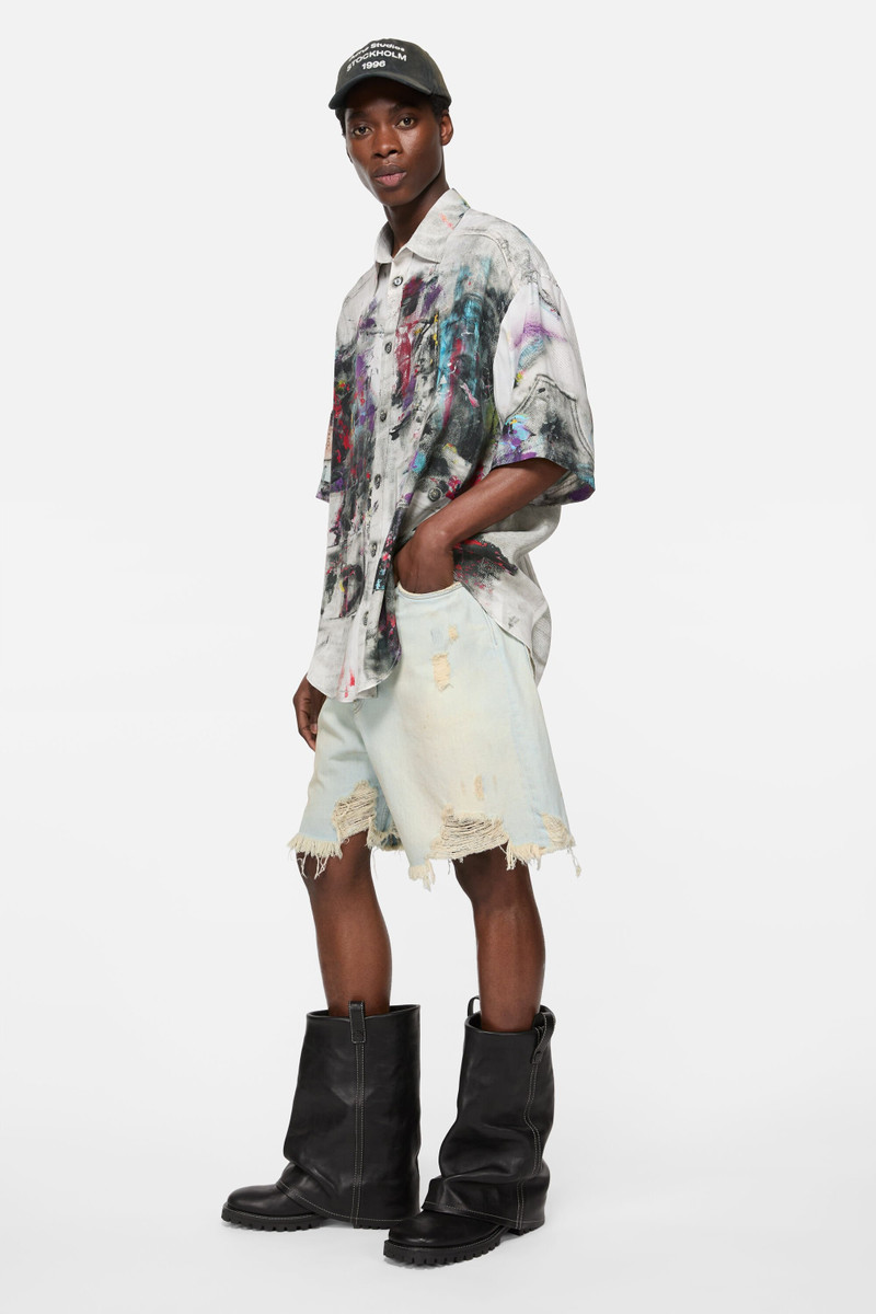 Acne Studios Denim shorts - Loose fit - Light blue/white outlook