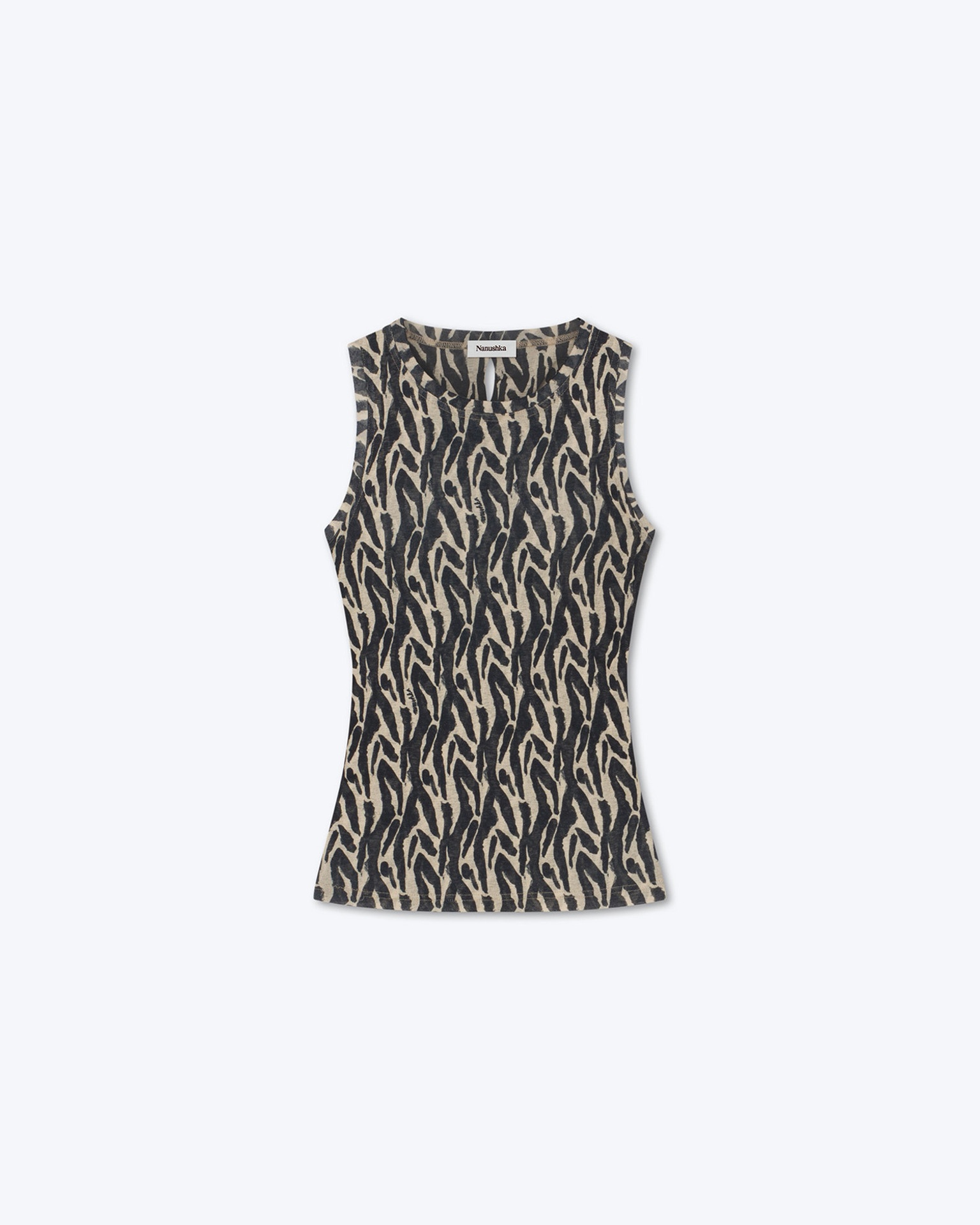 SAFEA - Printed mesh-jersey tank top - Brushstroke animal - 2