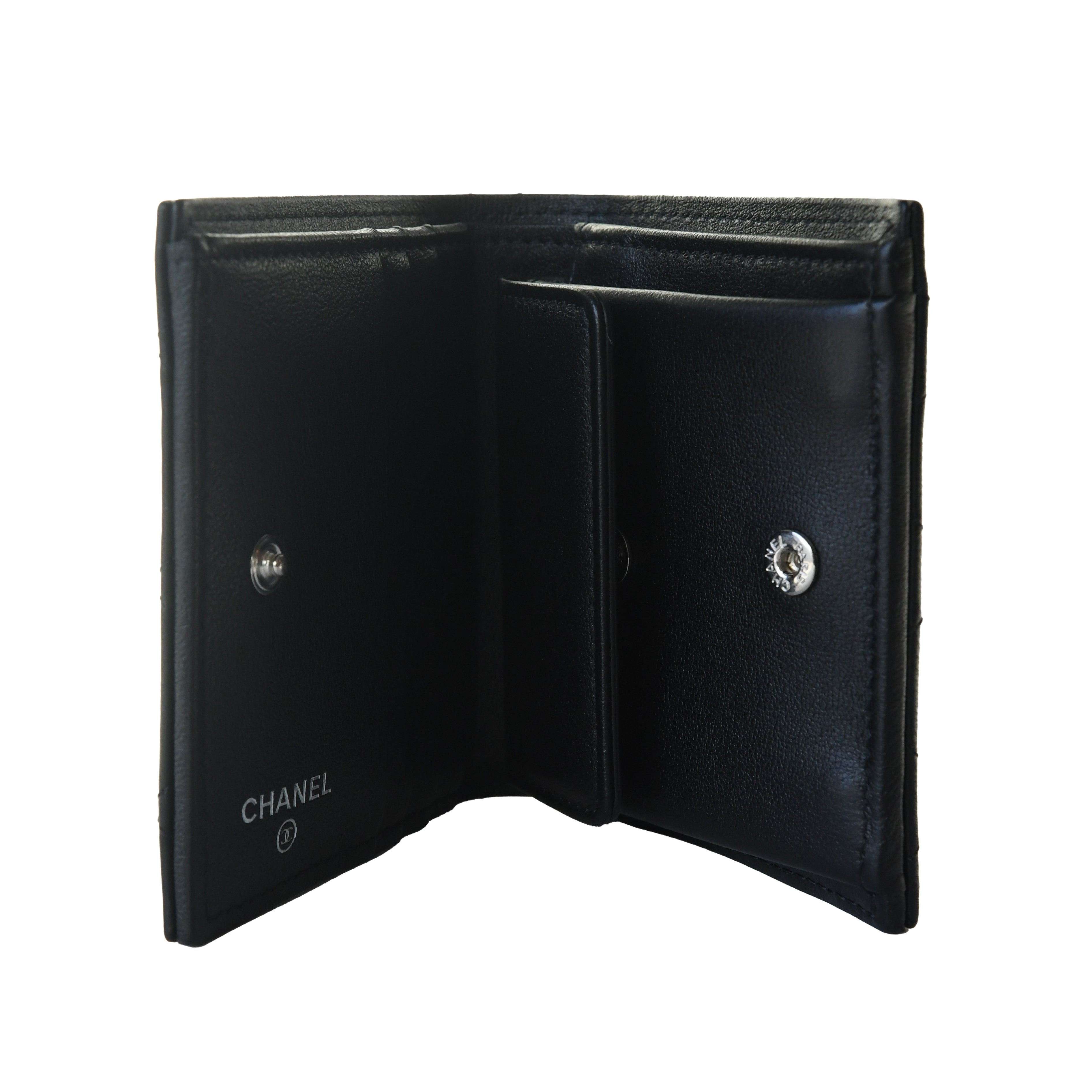 Chanel CC Quilted Compact Bifold Wallet Black - 3