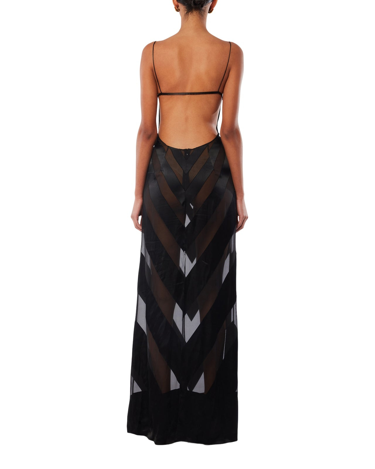 Black Silk Devore Evening Gown - 3