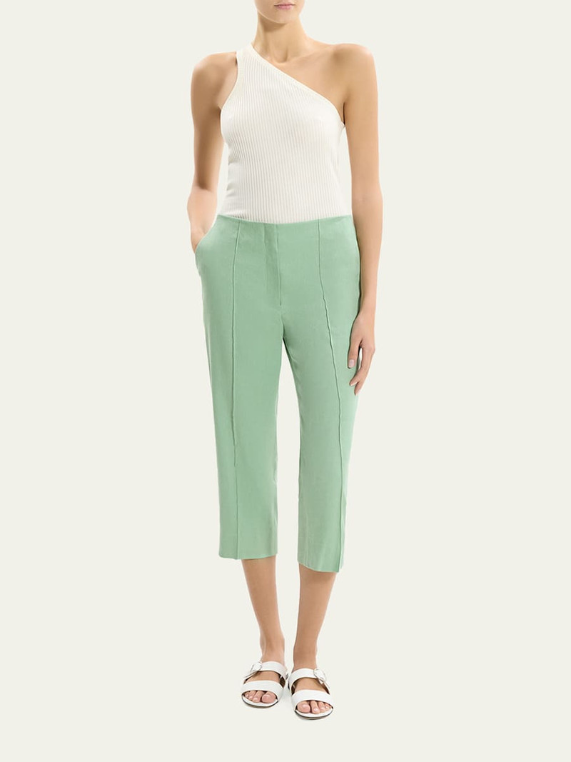 Theory Slit-Cuff Linen-Blend Capri Pants outlook
