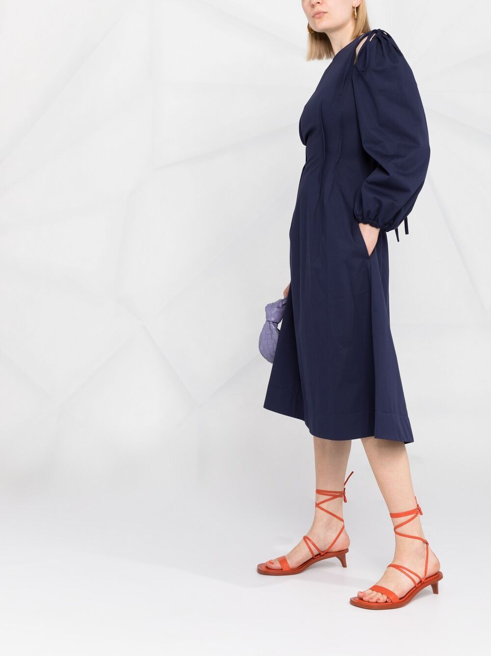 long-sleeve A-line dress - 4