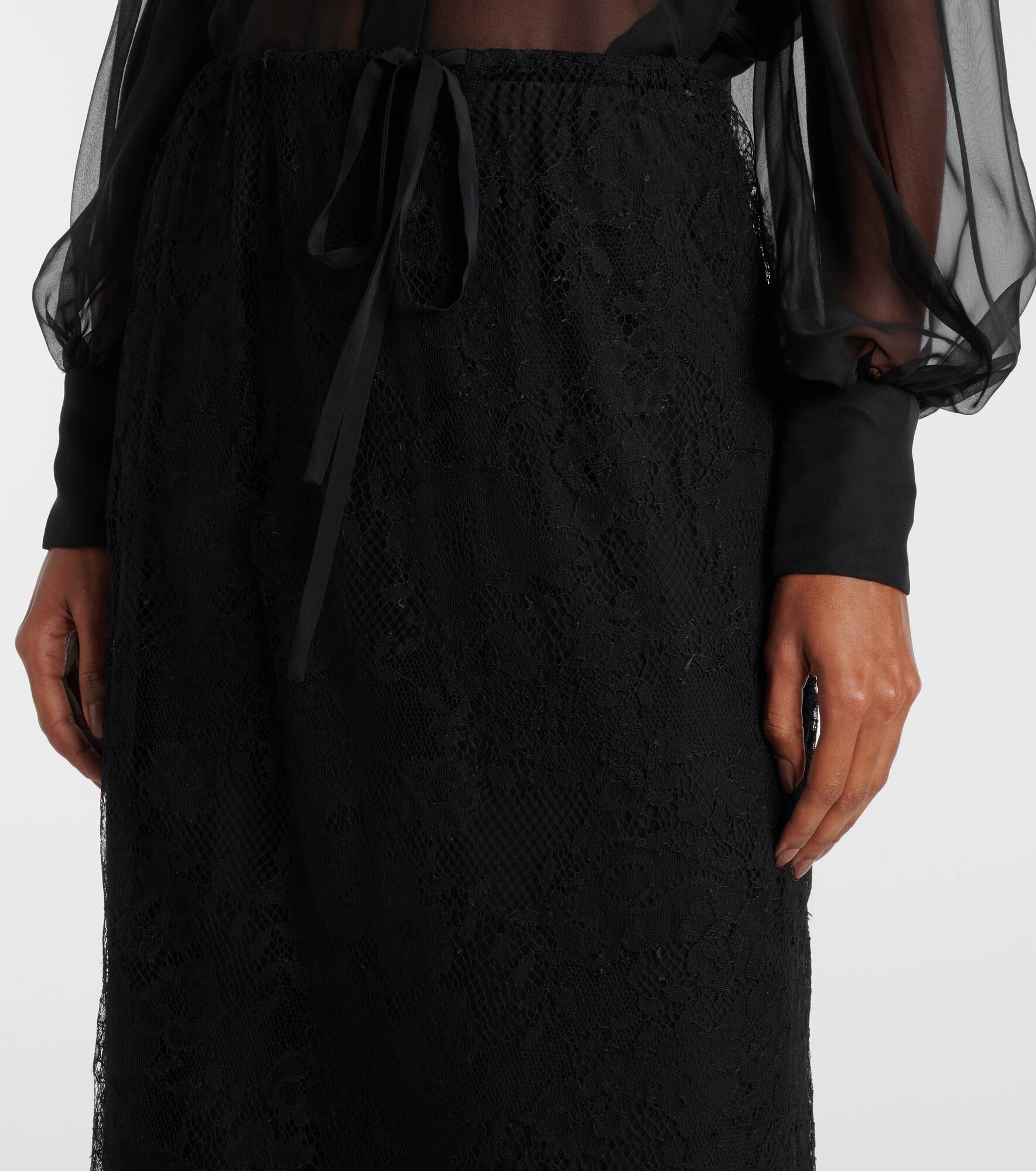 Floral lace midi skirt - 4