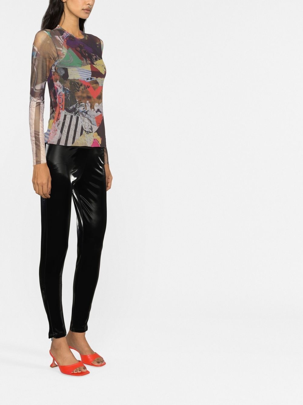 faux leather leggings - 4