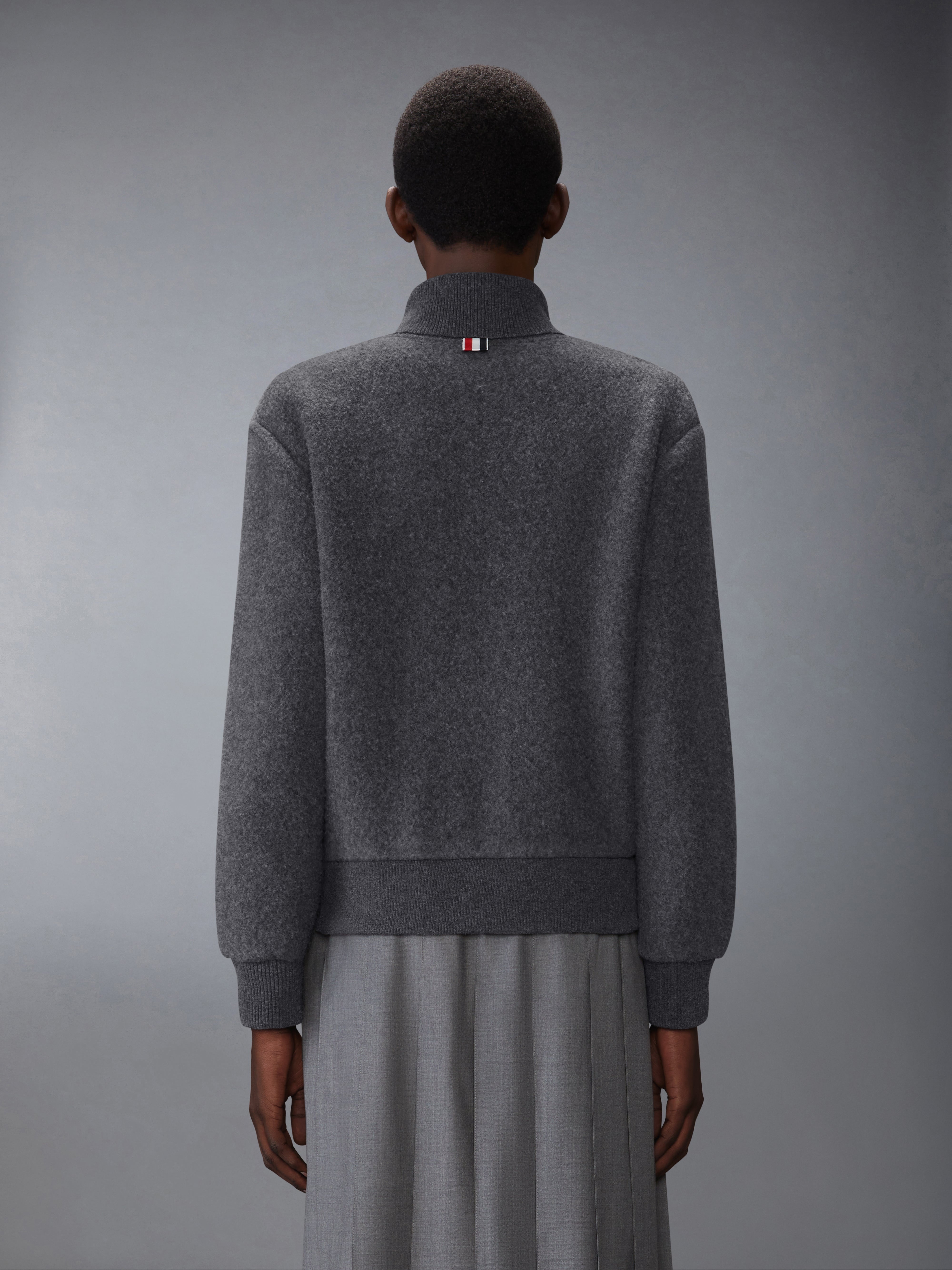 WOOL FLEECE FUNNEL NECK ZIP UP JACKET - 3