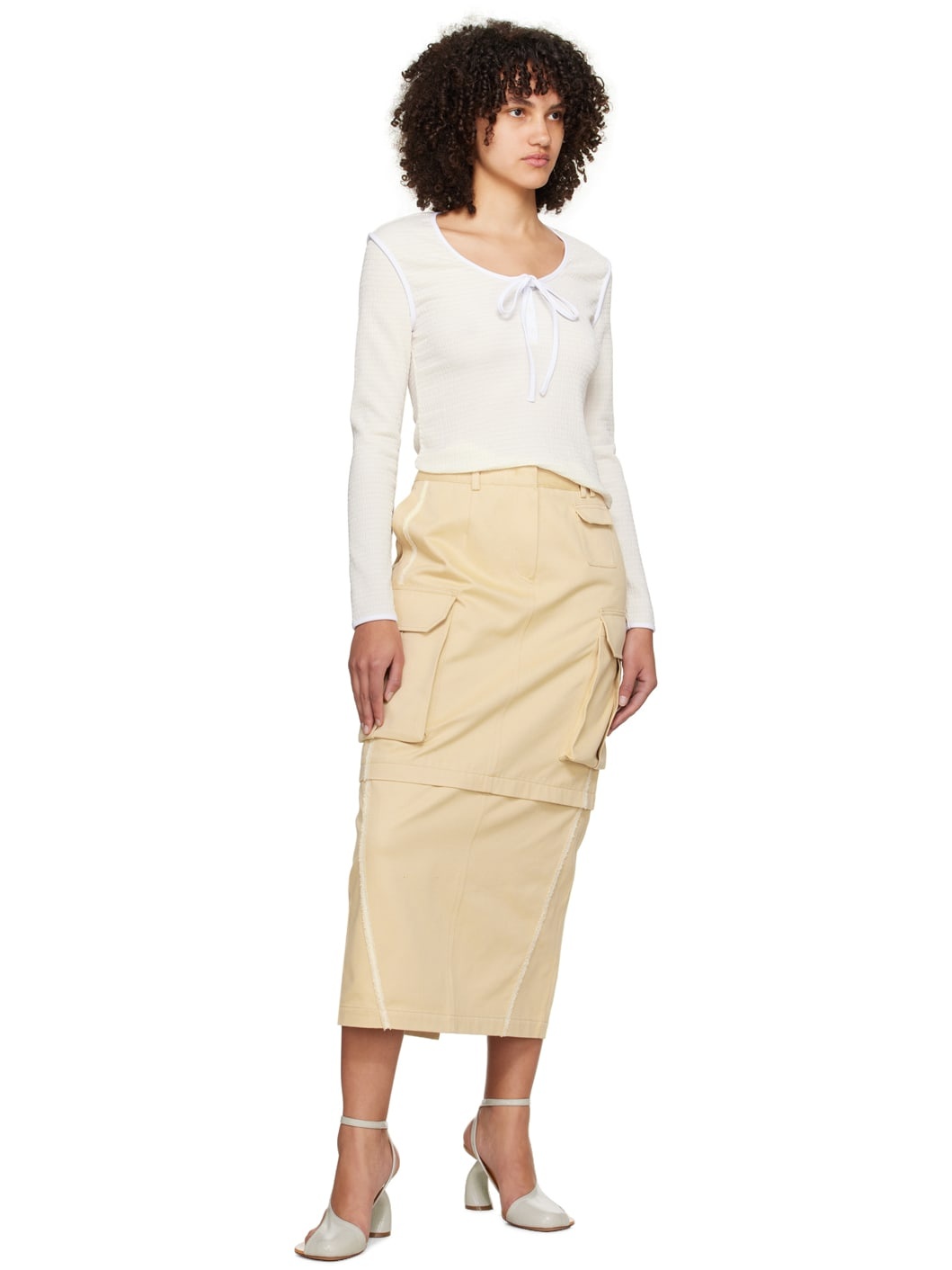 Beige Joel Cargo Maxi Skirt - 4