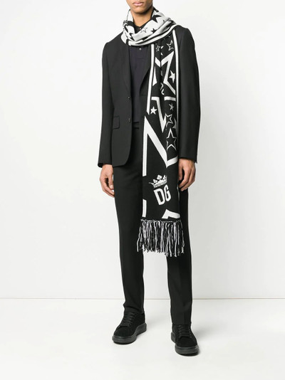 Dolce & Gabbana DG Star fringed scarf outlook